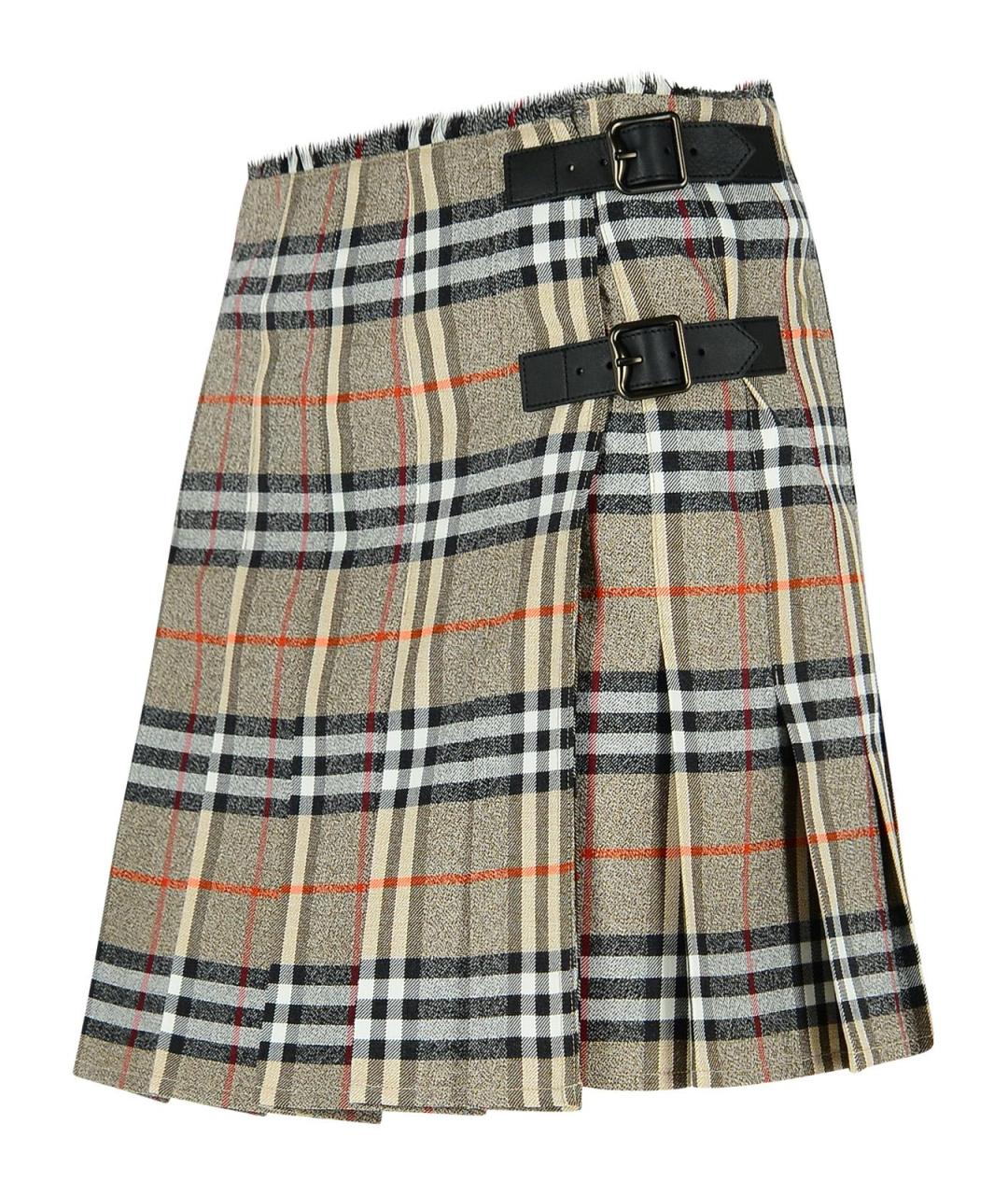 BURBERRY Серая шерстяная юбка мини, фото 2