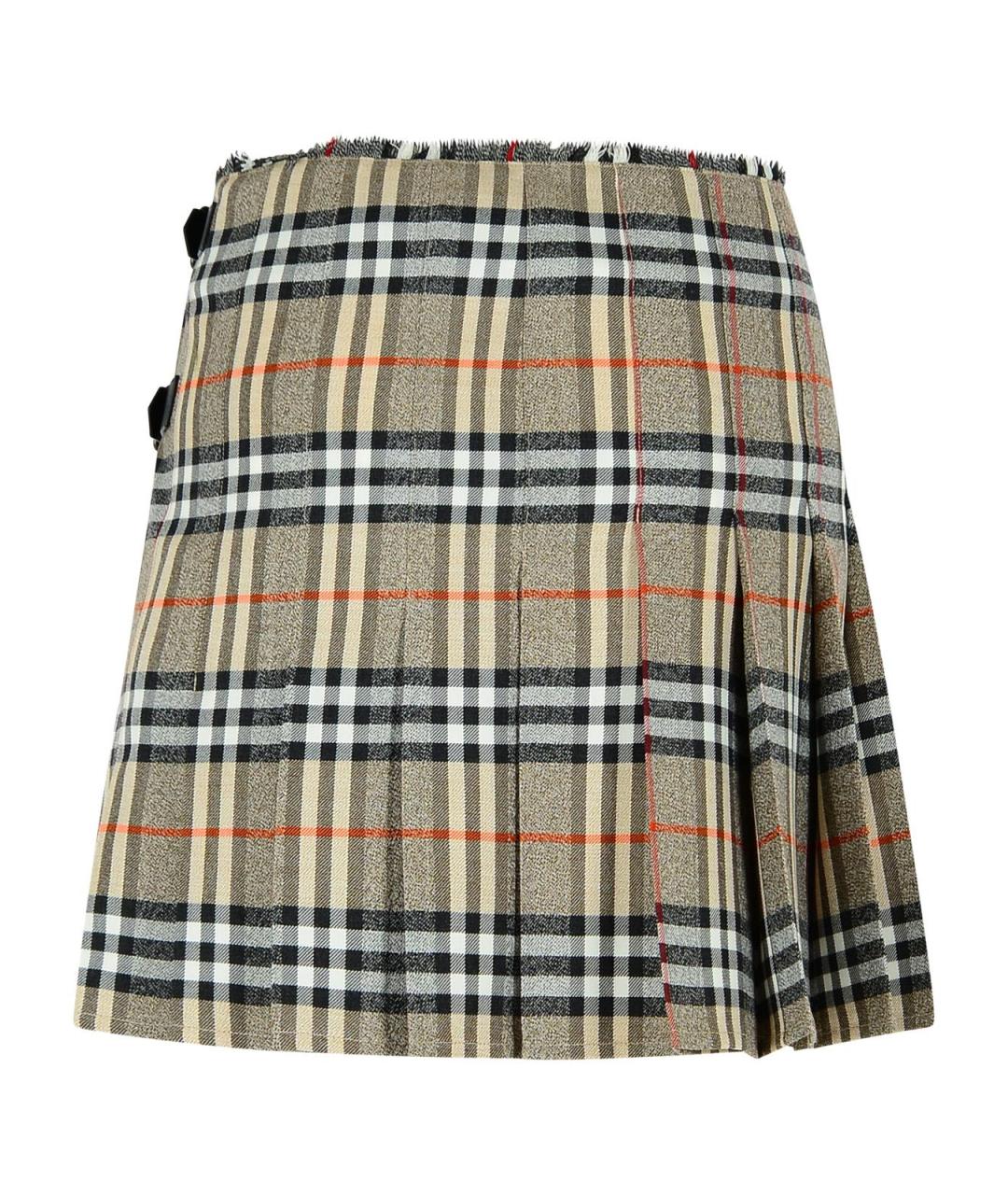 BURBERRY Серая шерстяная юбка мини, фото 3