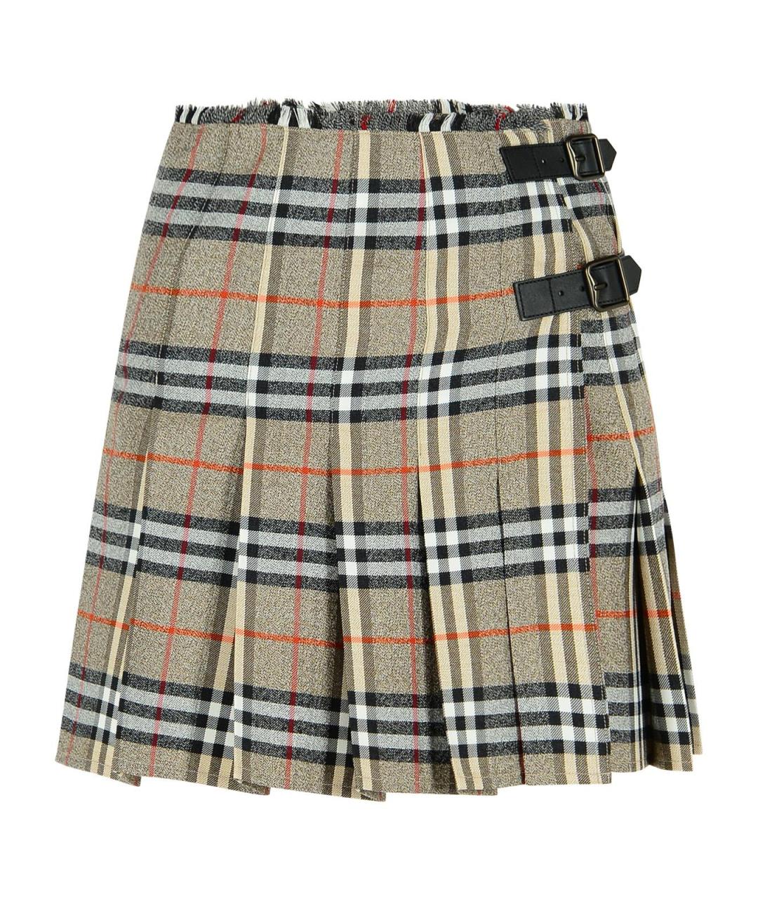 BURBERRY Серая шерстяная юбка мини, фото 1