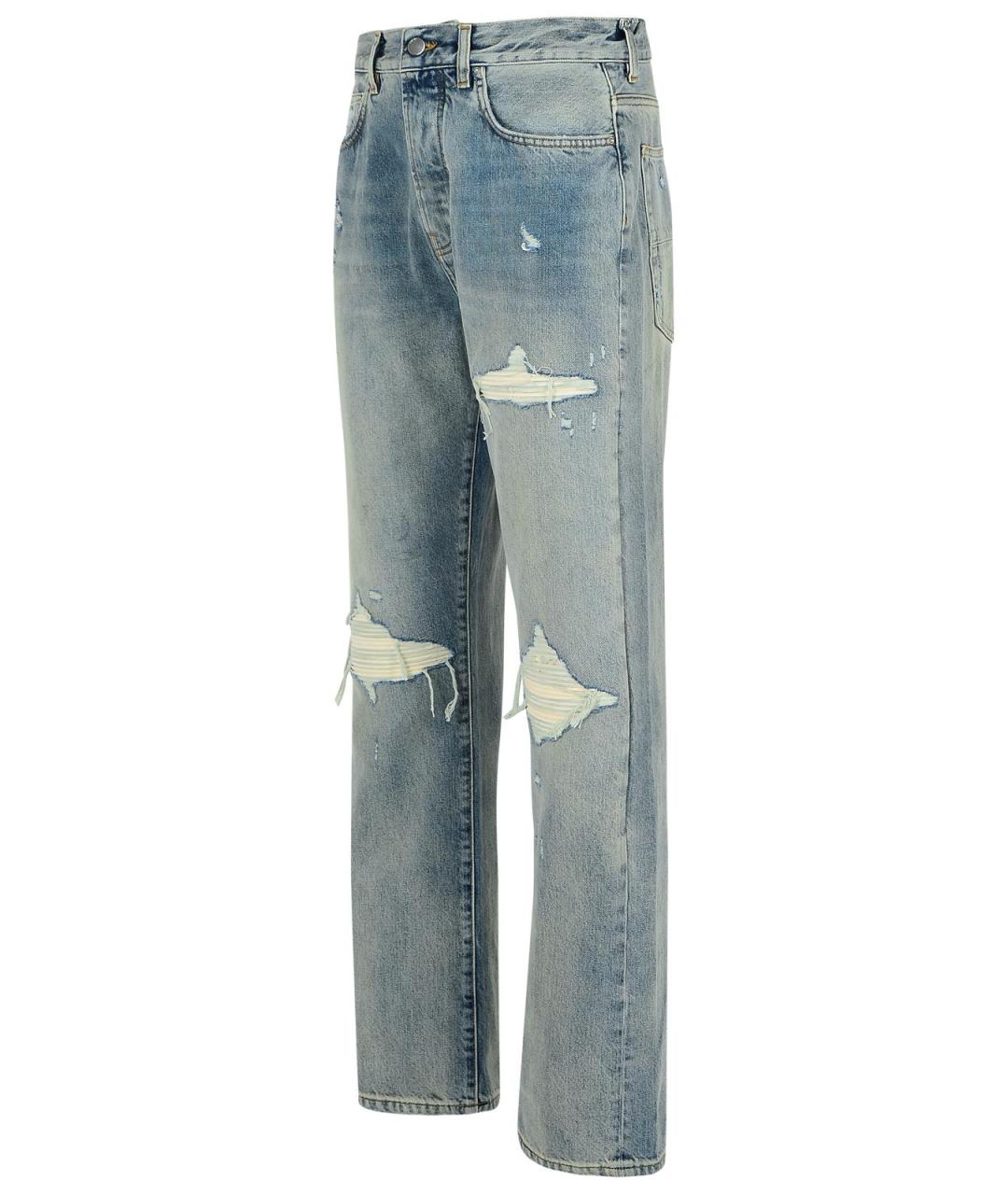 AMIRI Голубые хлопковые прямые джинсы, фото 2