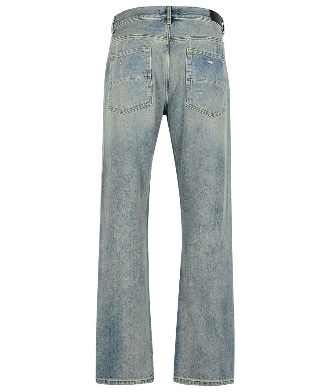 AMIRI Голубые хлопковые прямые джинсы, фото 3