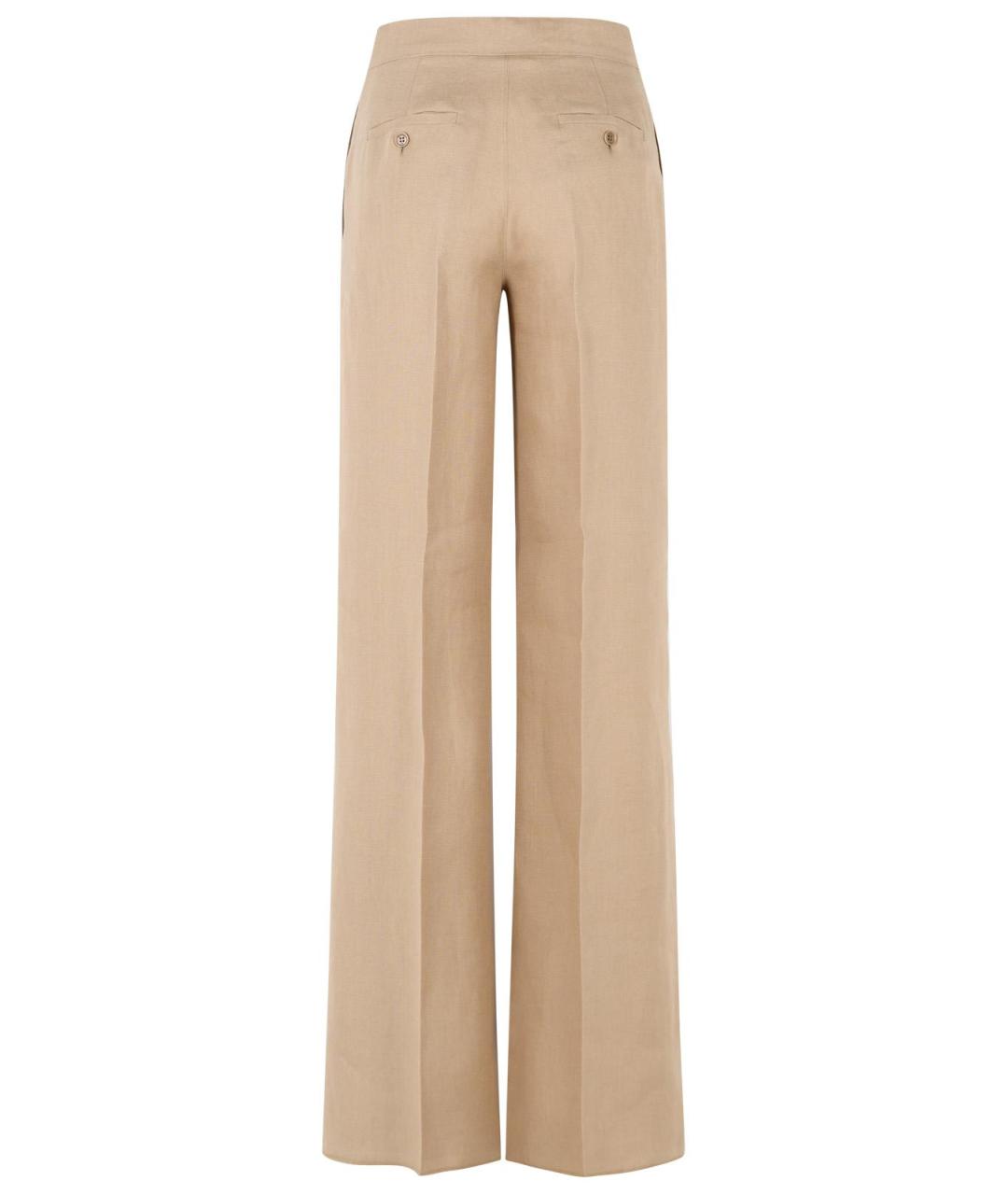 MAX MARA Бежевые льняные прямые брюки, фото 3