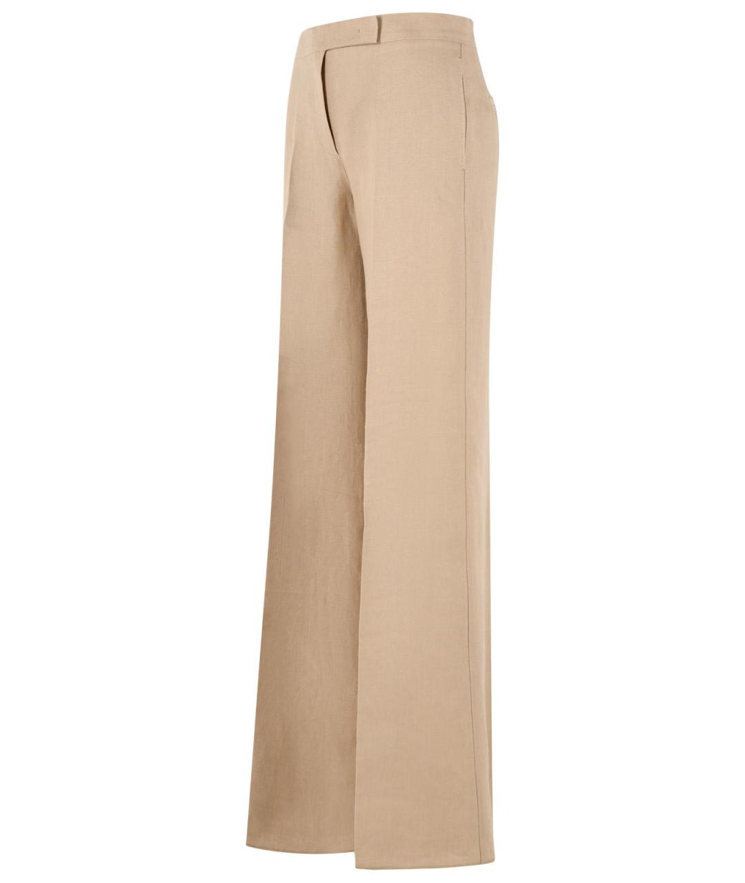 MAX MARA Бежевые льняные прямые брюки, фото 2