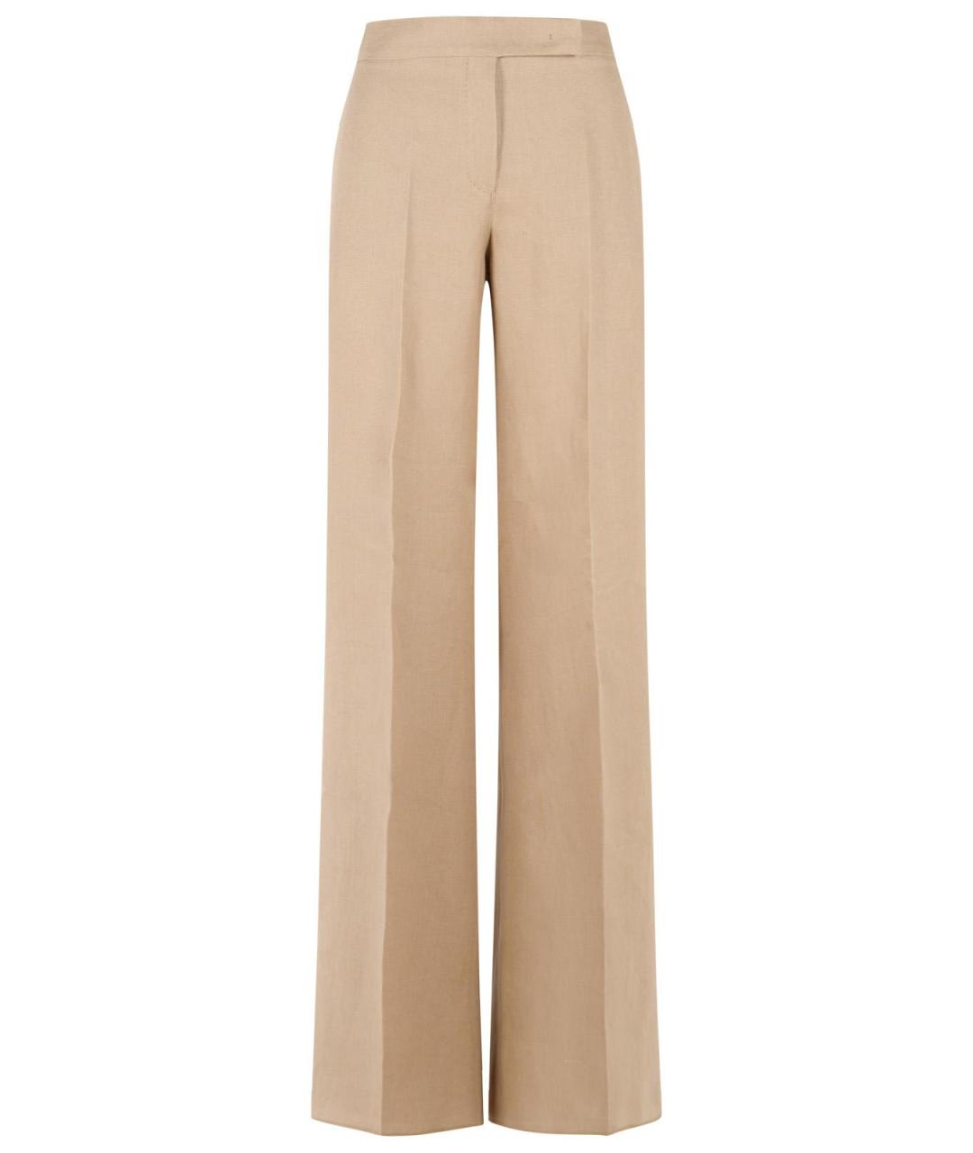 MAX MARA Бежевые льняные прямые брюки, фото 1