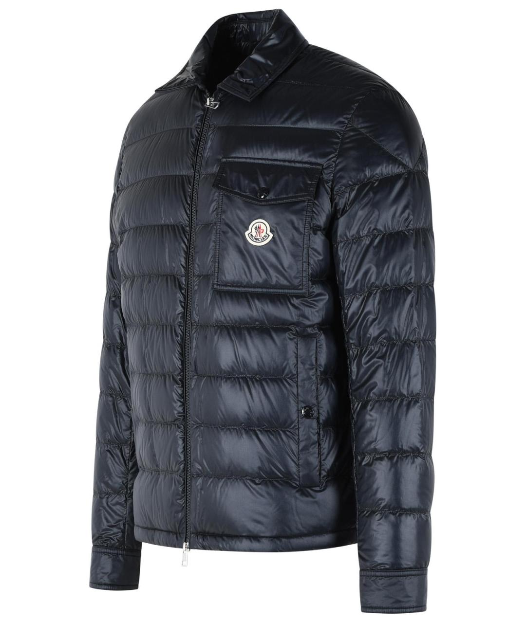 MONCLER Темно-синий полиамидовый пуховик, фото 2