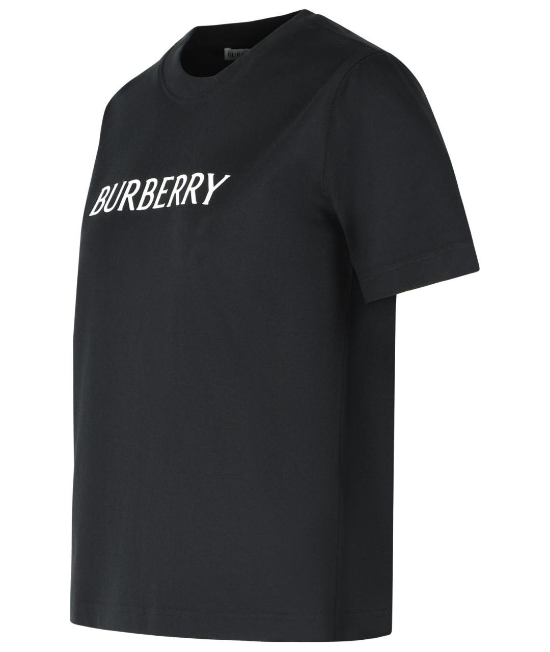 BURBERRY Черная хлопковая футболка, фото 2