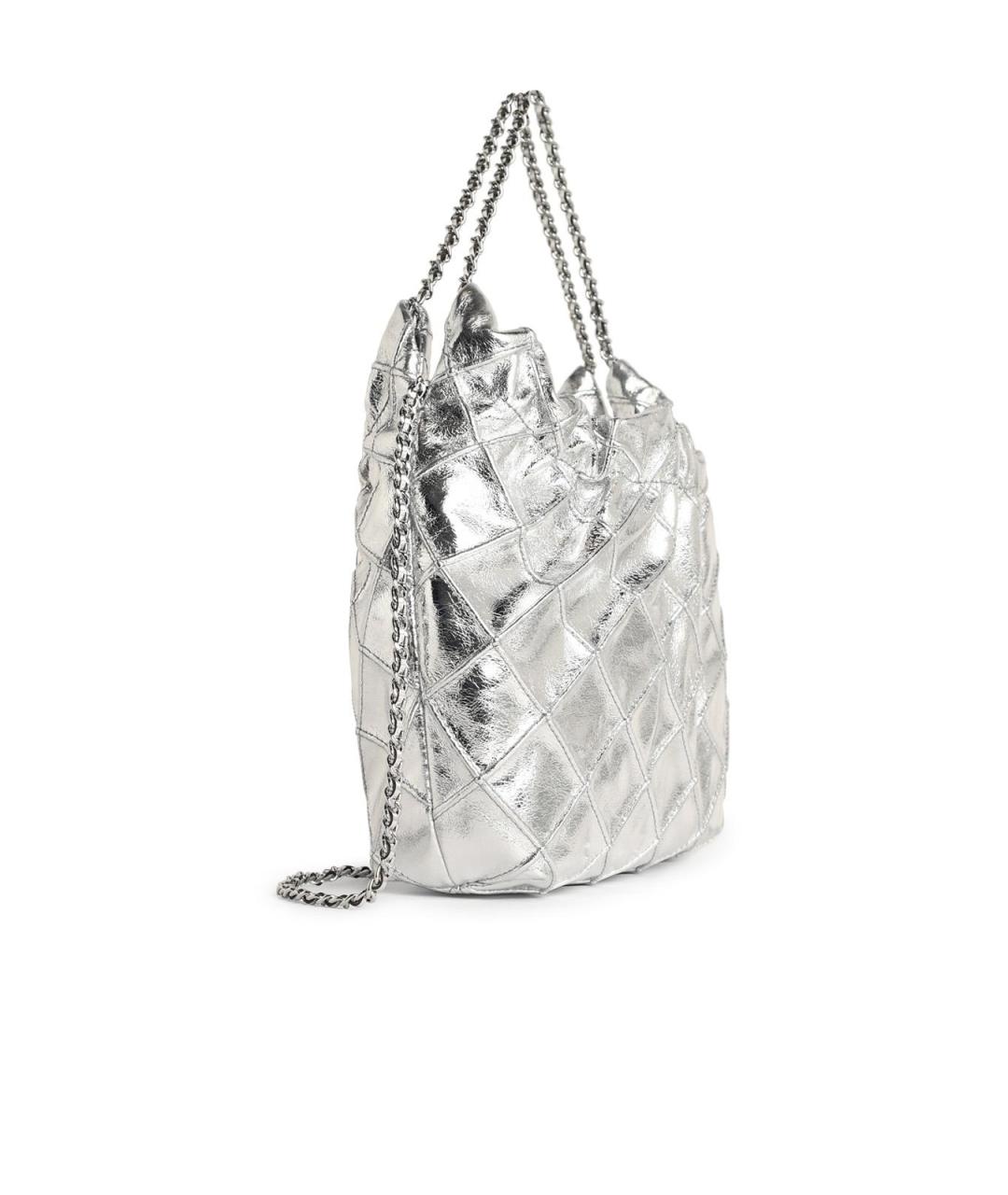 TORY BURCH Серебряная кожаная сумка тоут, фото 2