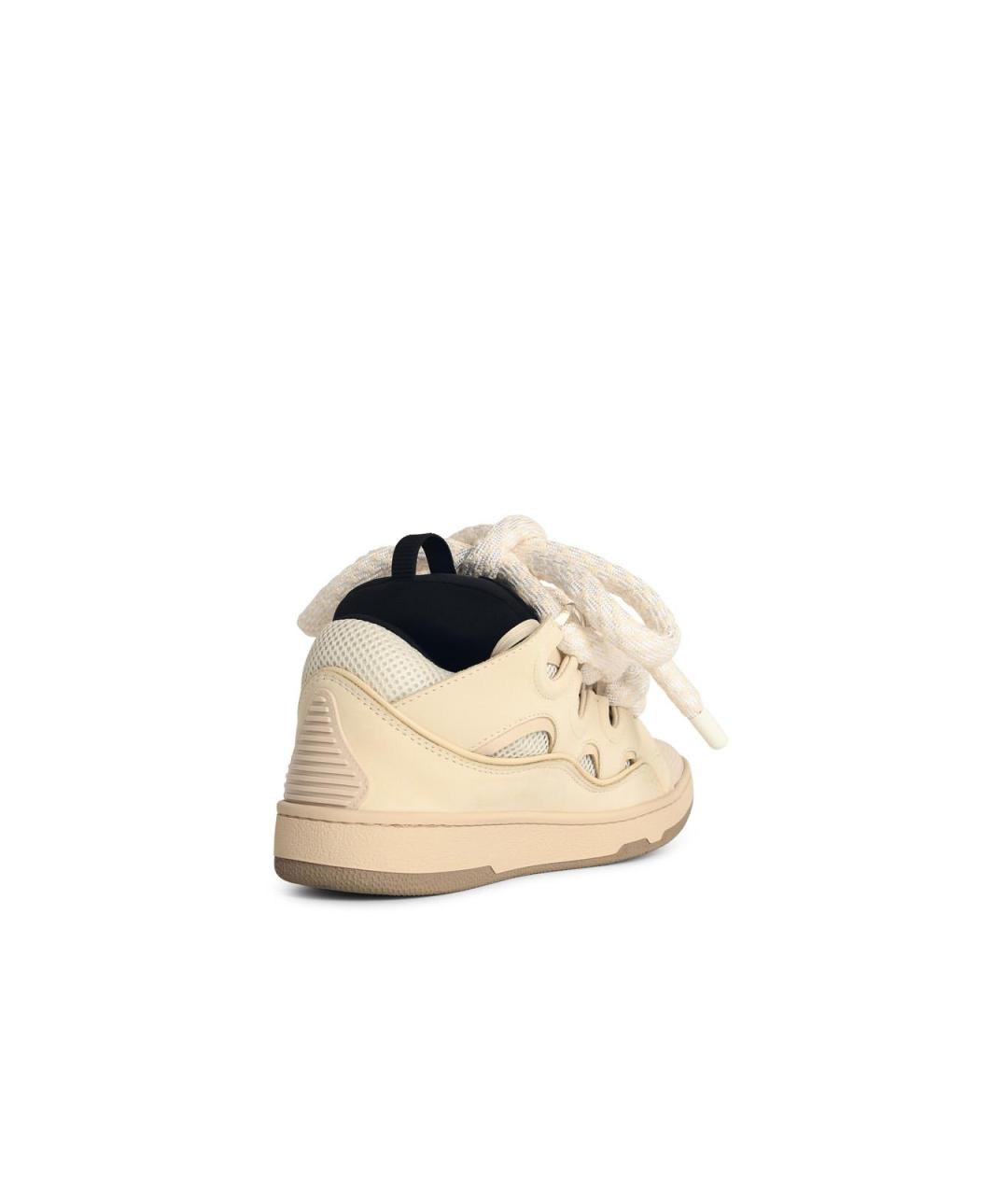 LANVIN Бежевые текстильные низкие кроссовки / кеды, фото 3