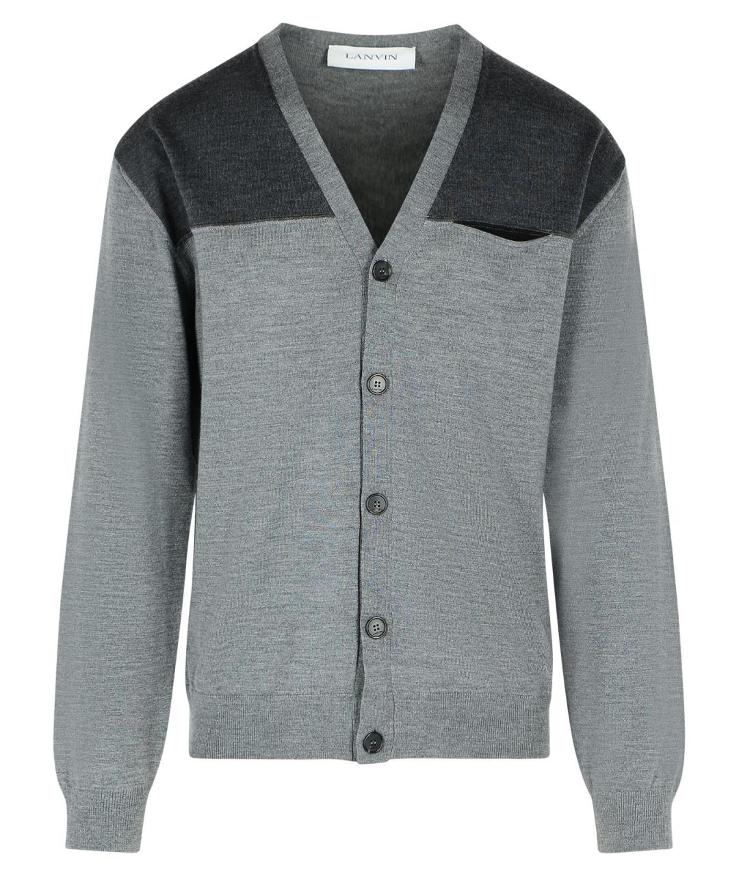 LANVIN Серый шерстяной кардиган, фото 1