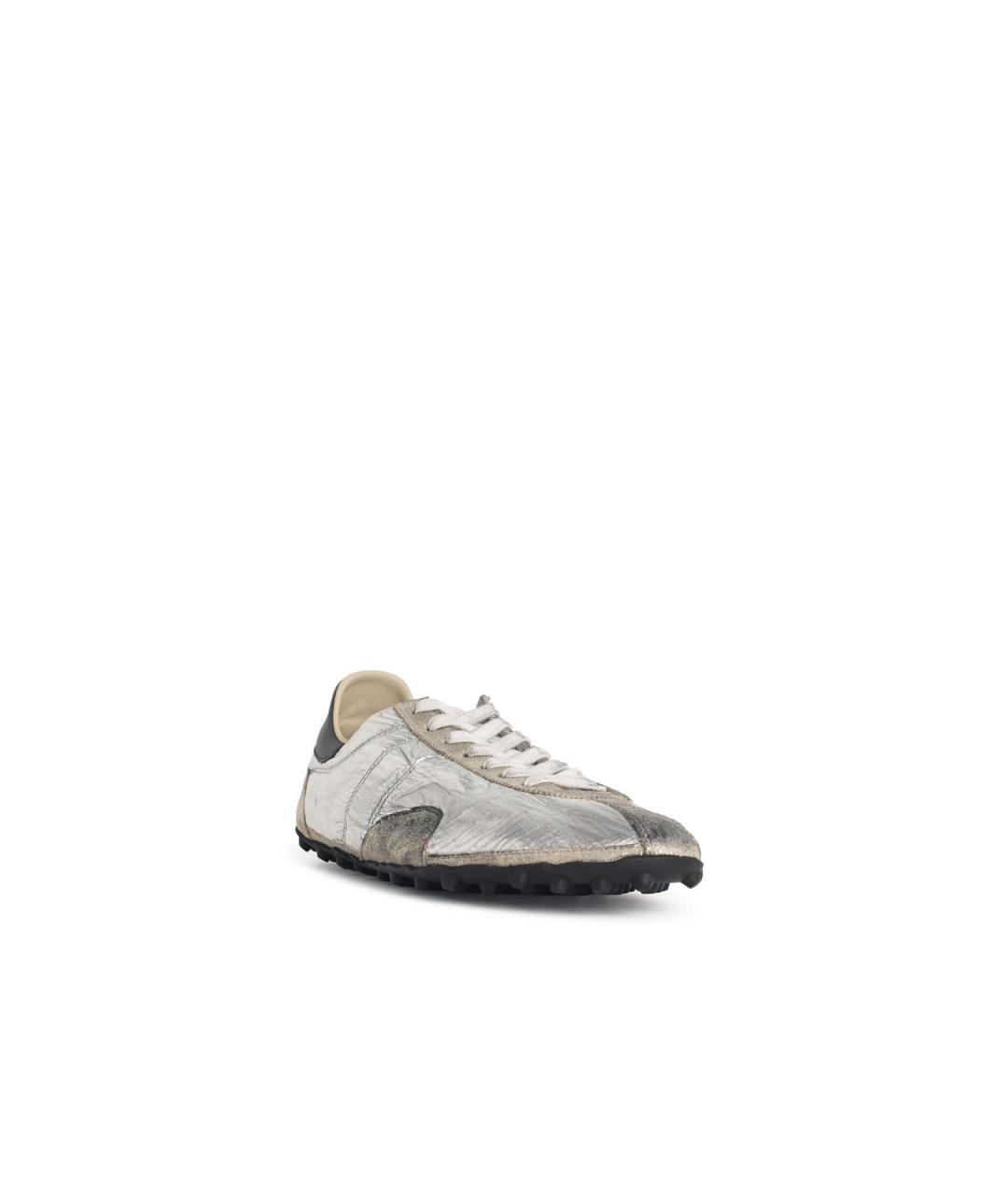 MAISON MARGIELA Серебряные текстильные низкие кроссовки / кеды, фото 2