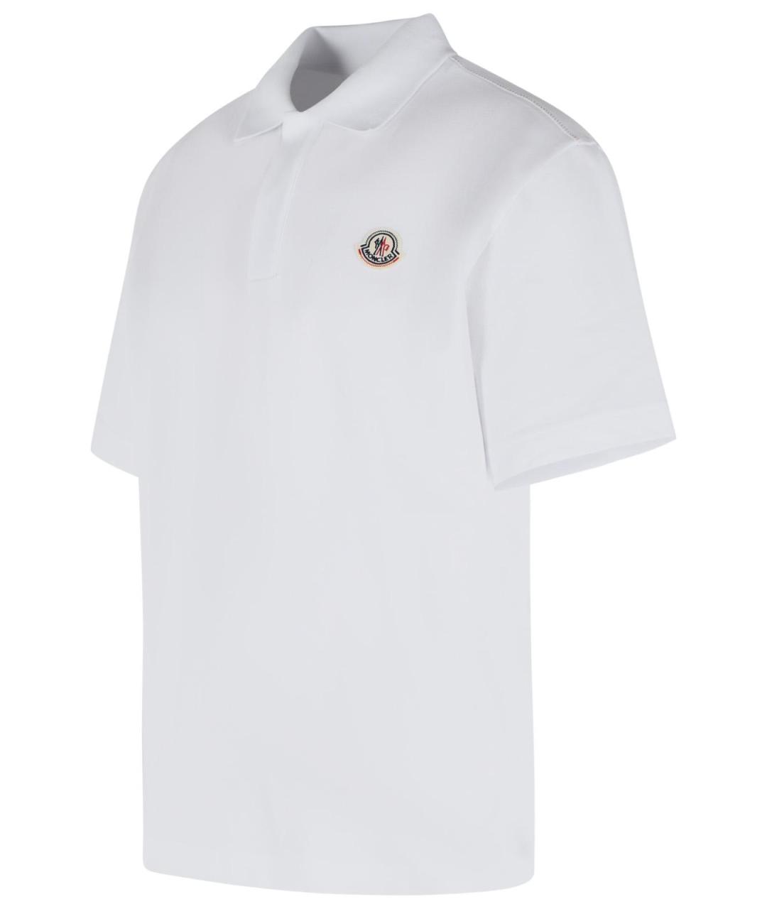 MONCLER Белое хлопковое поло с коротким рукавом, фото 2
