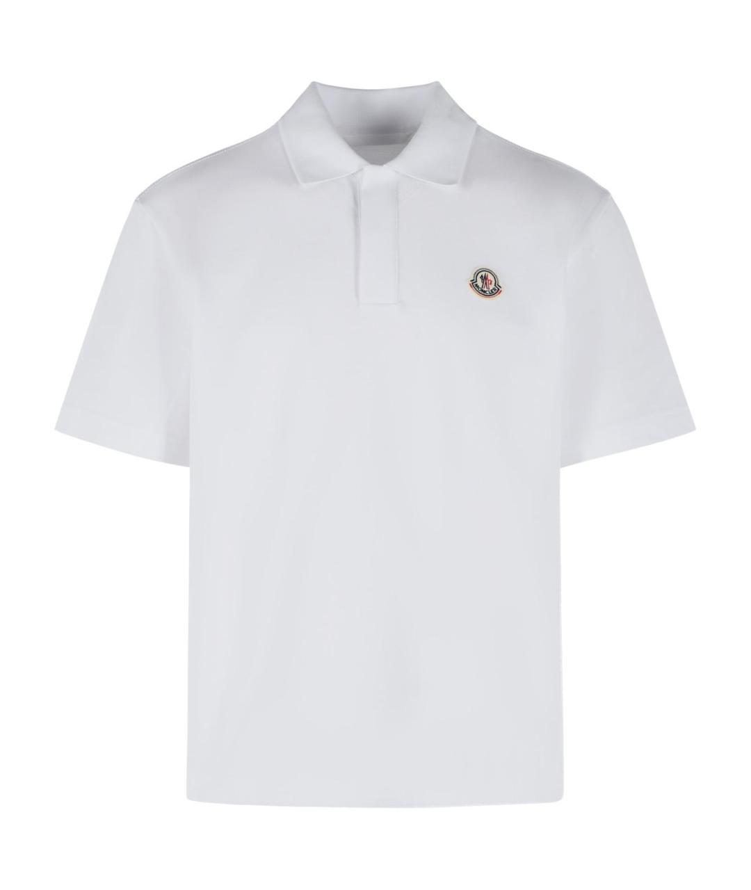 MONCLER Белое хлопковое поло с коротким рукавом, фото 1