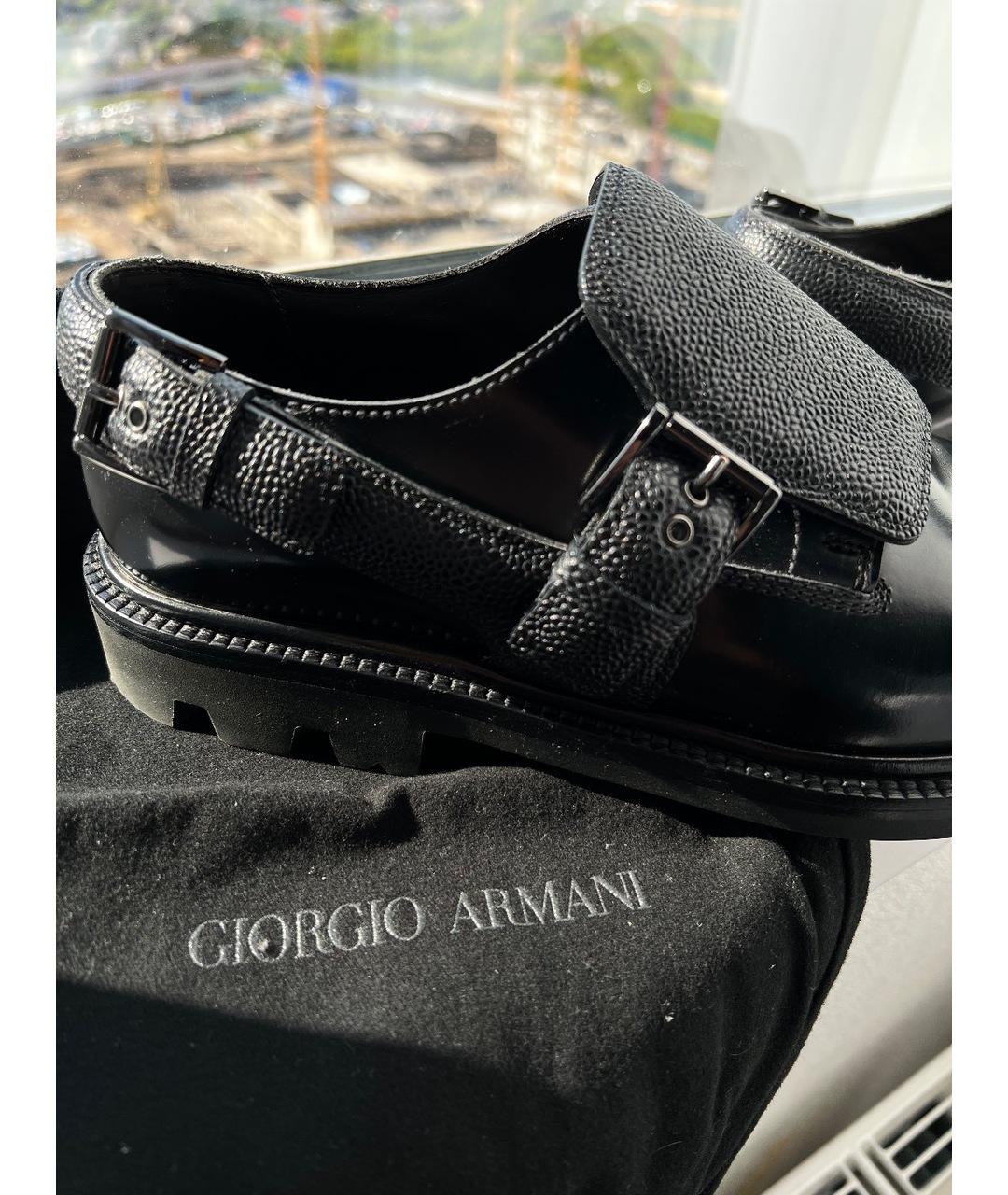 GIORGIO ARMANI Черные кожаные низкие ботинки, фото 4