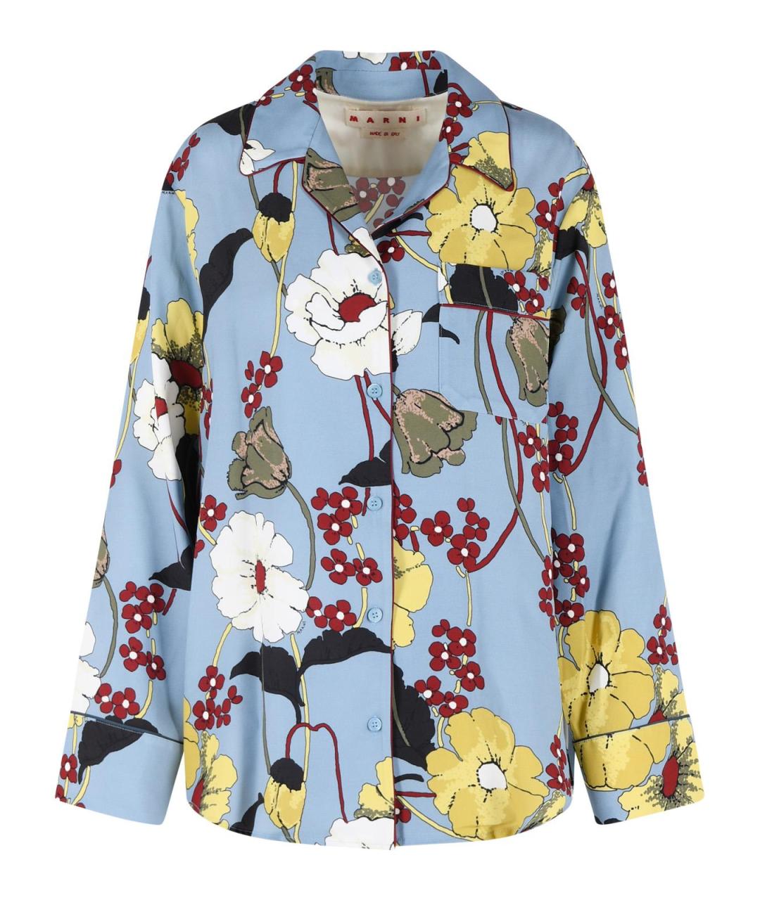 MARNI Голубая вискозная рубашка, фото 1