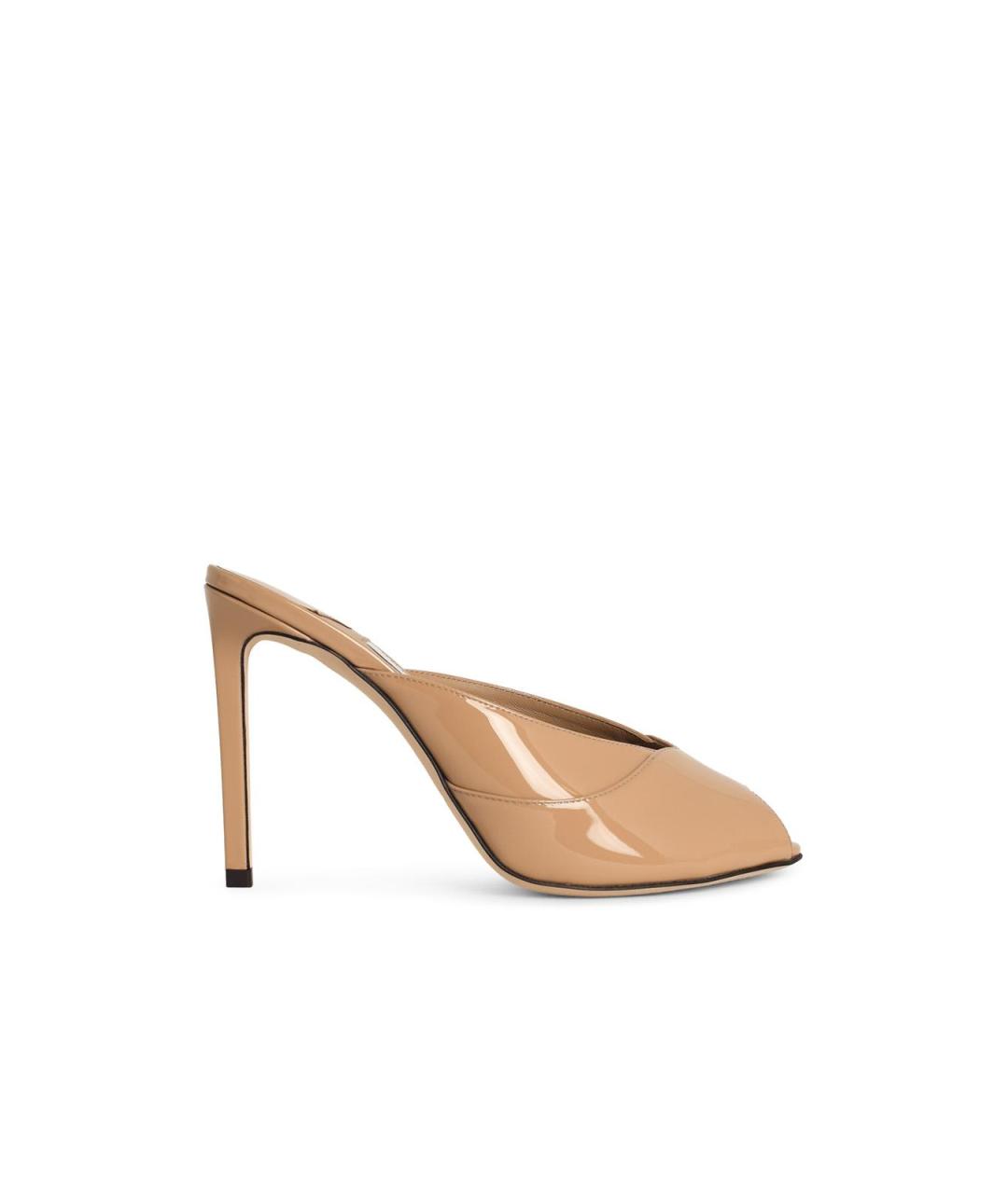 JIMMY CHOO Бежевые мюли из лакированной кожи, фото 4