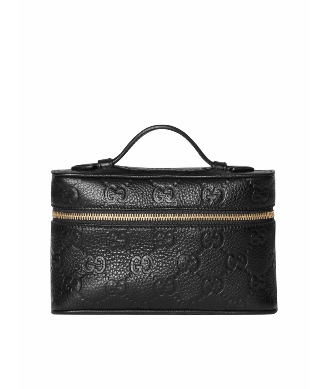 GUCCI Черная кожаная сумка с короткими ручками, фото 1
