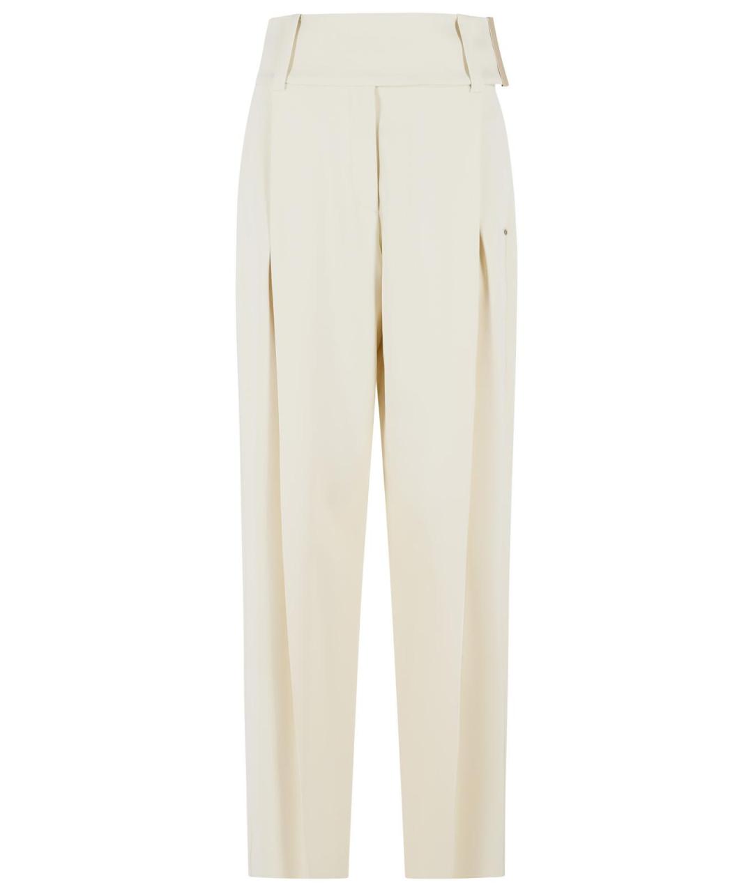 SPORTMAX Белые вискозные прямые брюки, фото 1