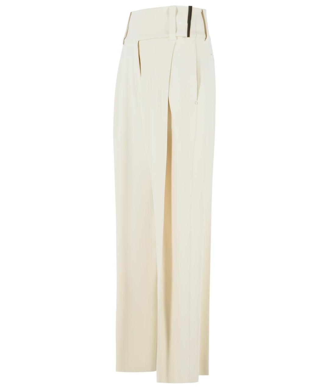 SPORTMAX Белые вискозные прямые брюки, фото 2