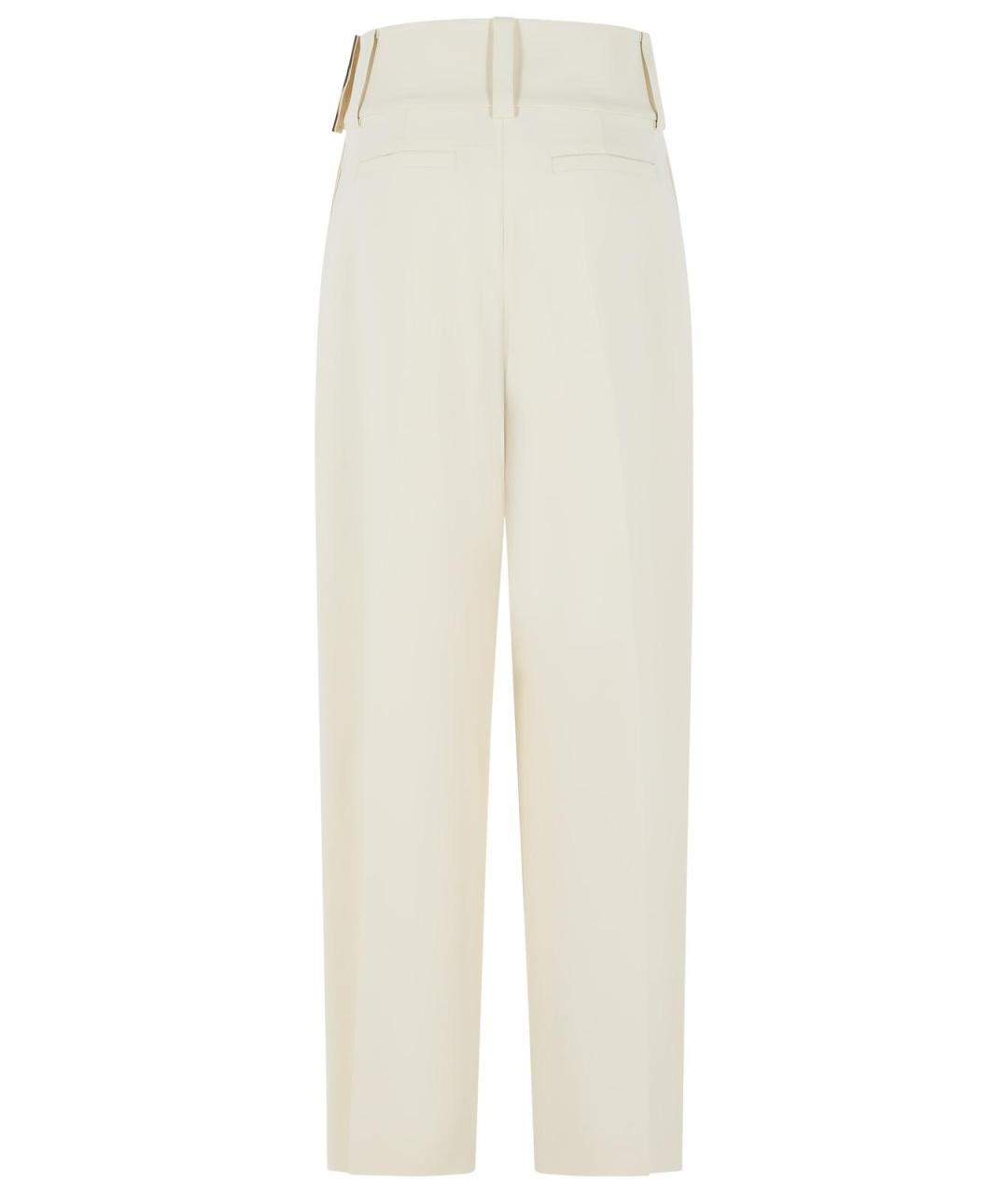 SPORTMAX Белые вискозные прямые брюки, фото 3