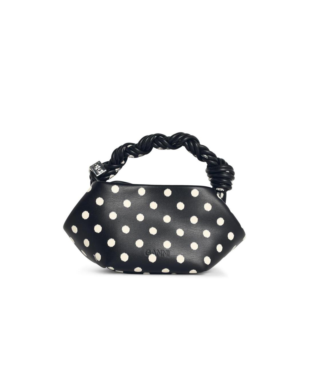 GANNI Черная кожаная сумка с короткими ручками, фото 3