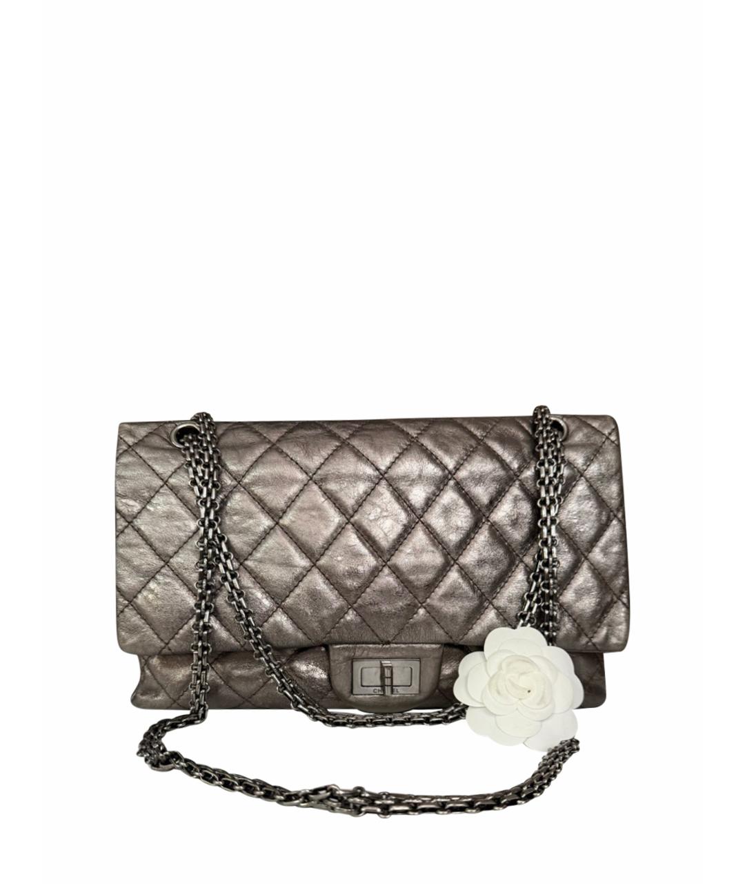 CHANEL Серебряная кожаная сумка через плечо, фото 1