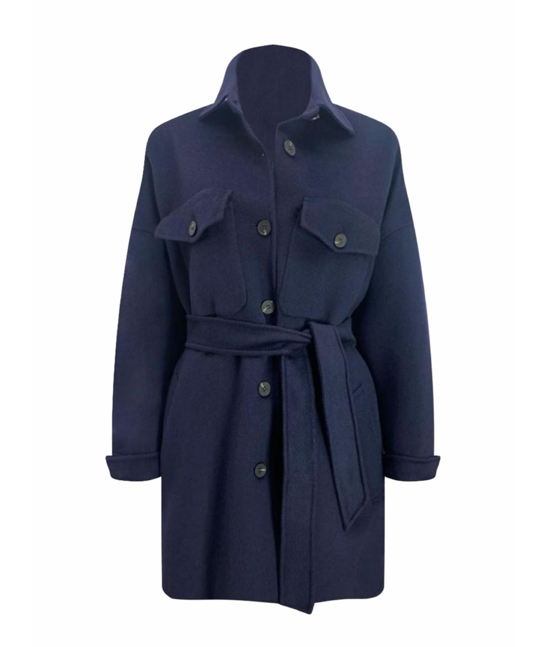 MAX MARA Темно-синее шерстяное пальто, фото 1