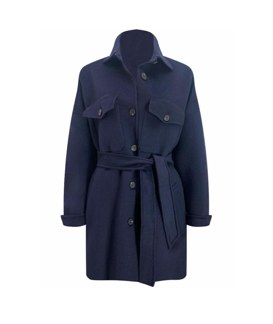 MAX MARA Темно-синее шерстяное пальто, фото 9