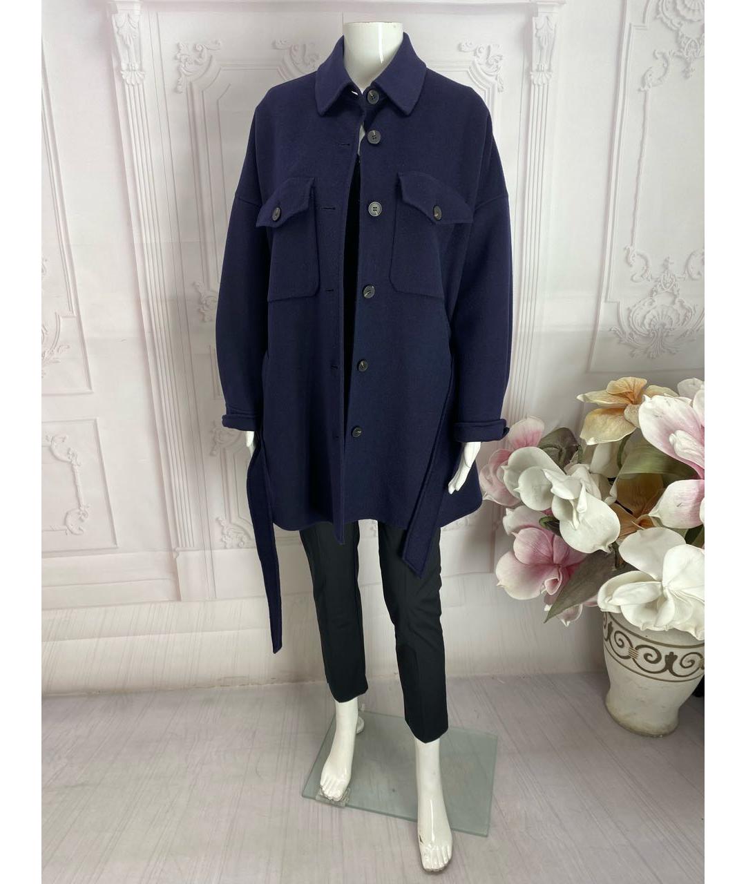 MAX MARA Темно-синее шерстяное пальто, фото 8