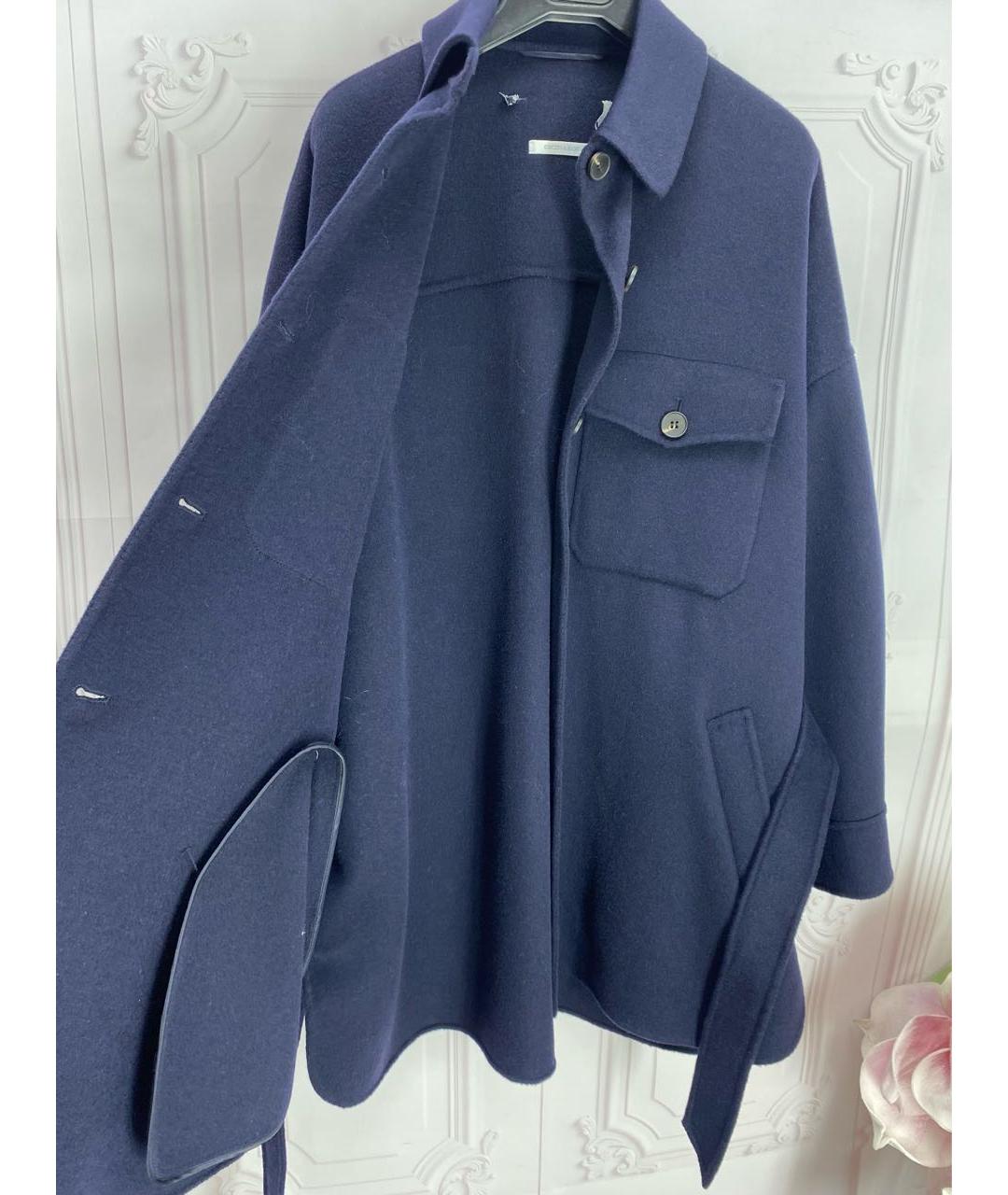 MAX MARA Темно-синее шерстяное пальто, фото 7