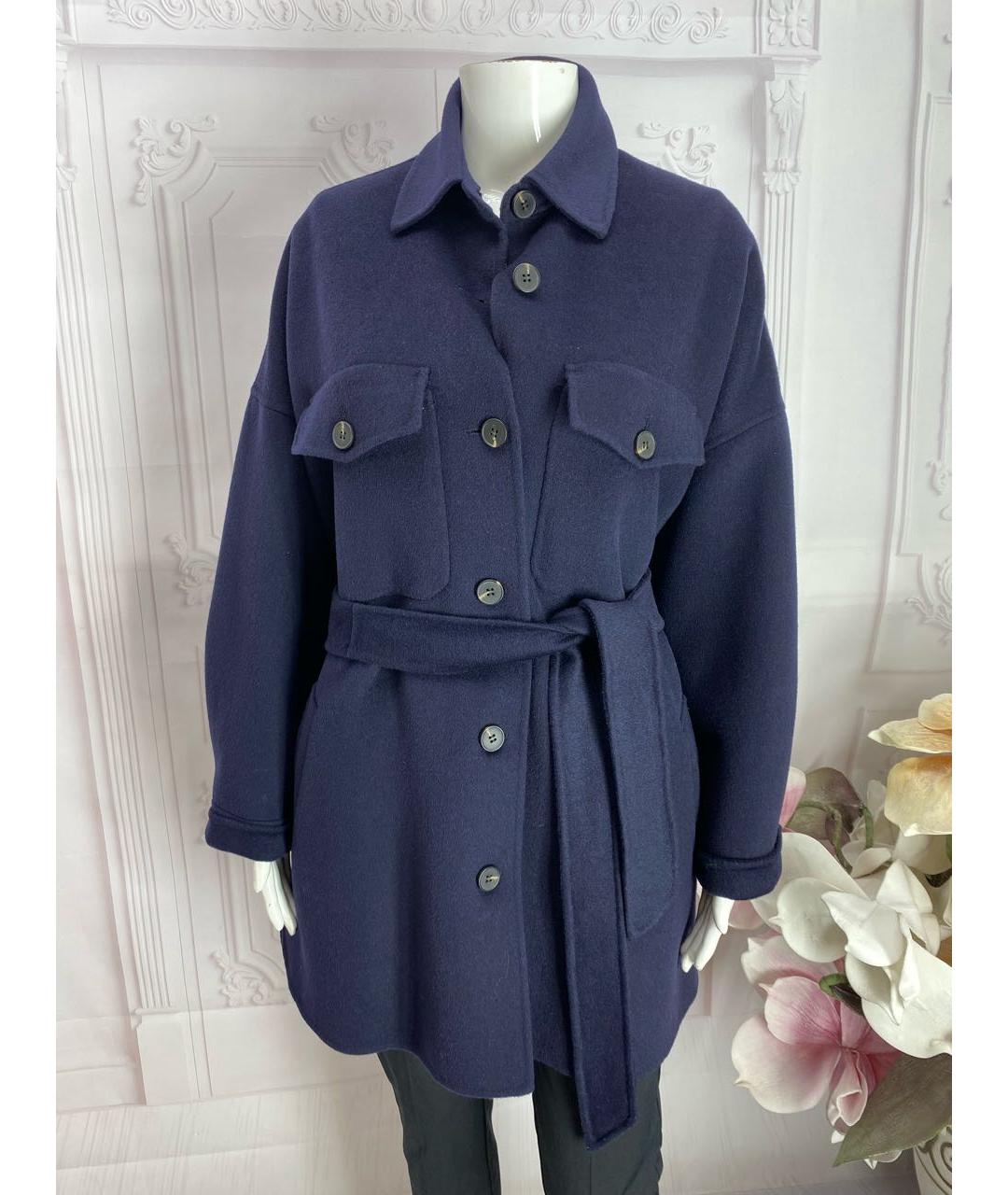 MAX MARA Темно-синее шерстяное пальто, фото 5