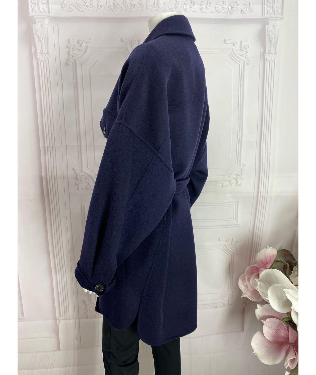 MAX MARA Темно-синее шерстяное пальто, фото 4