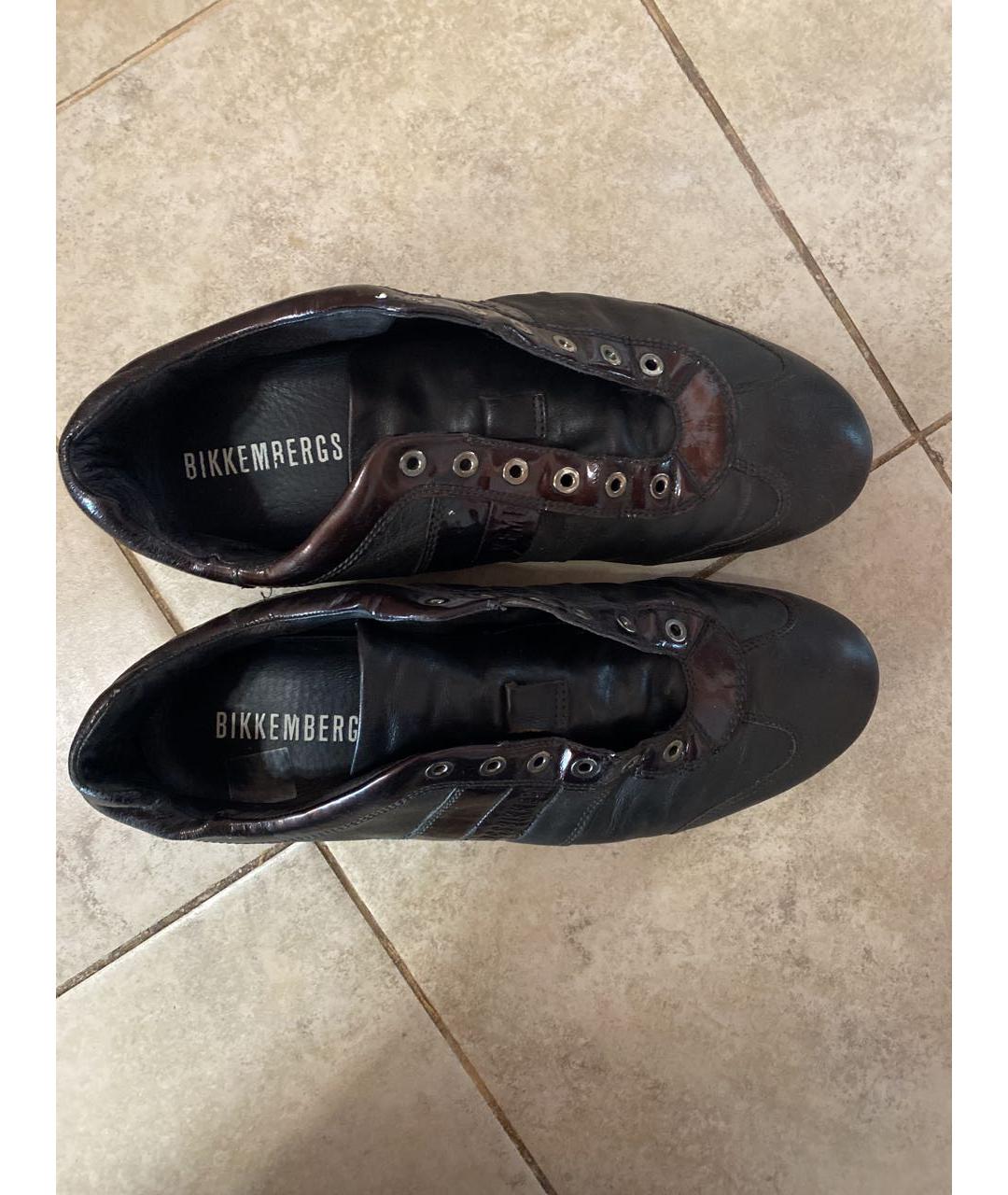 BIKKEMBERGS Коричневые кожаные низкие кроссовки / кеды, фото 2
