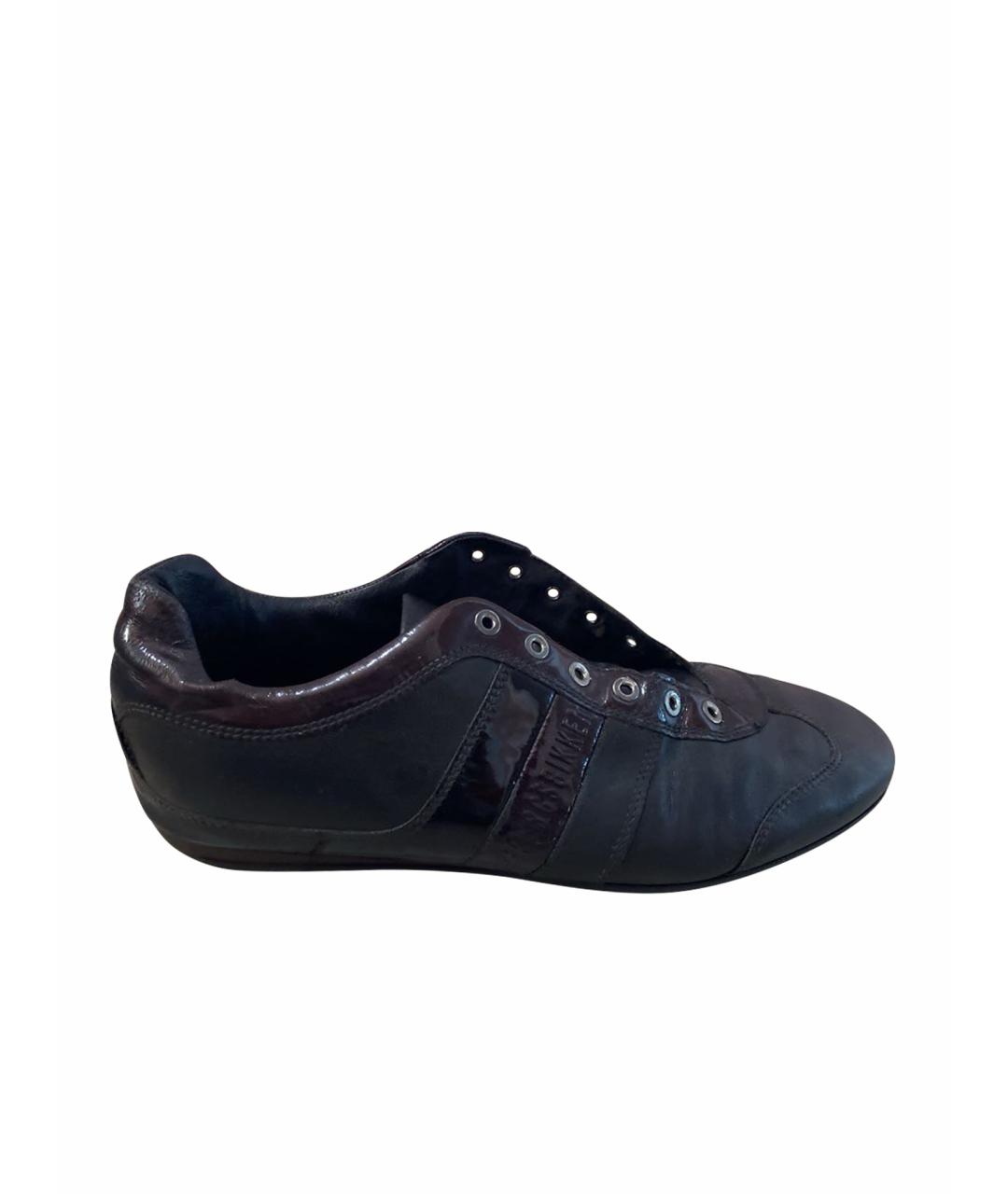 BIKKEMBERGS Коричневые кожаные низкие кроссовки / кеды, фото 1