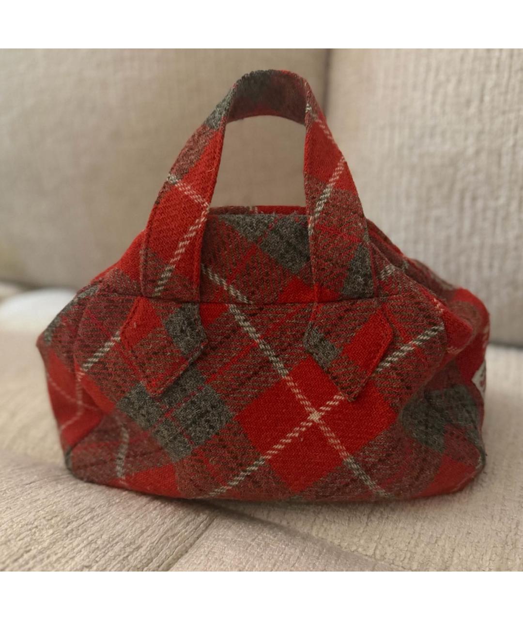 VIVIENNE WESTWOOD Красная твидовая сумка с короткими ручками, фото 3