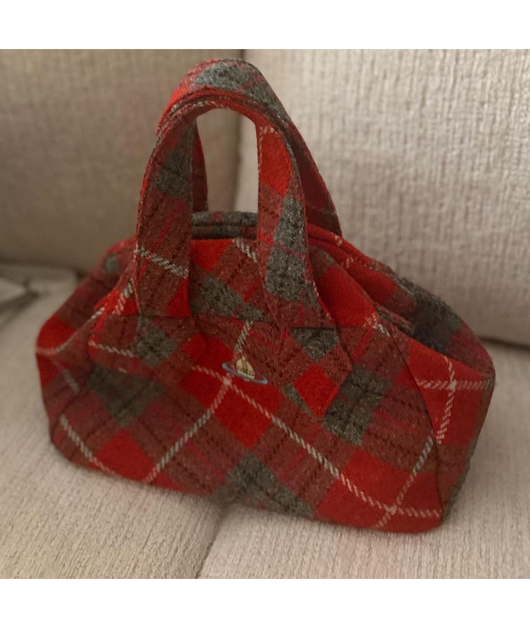 VIVIENNE WESTWOOD Красная твидовая сумка с короткими ручками, фото 5