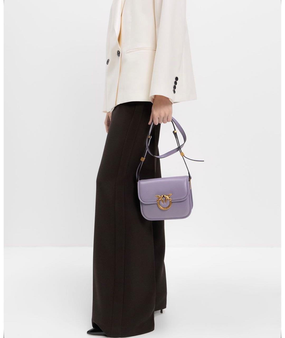 PINKO Фиолетовая кожаная сумка через плечо, фото 4