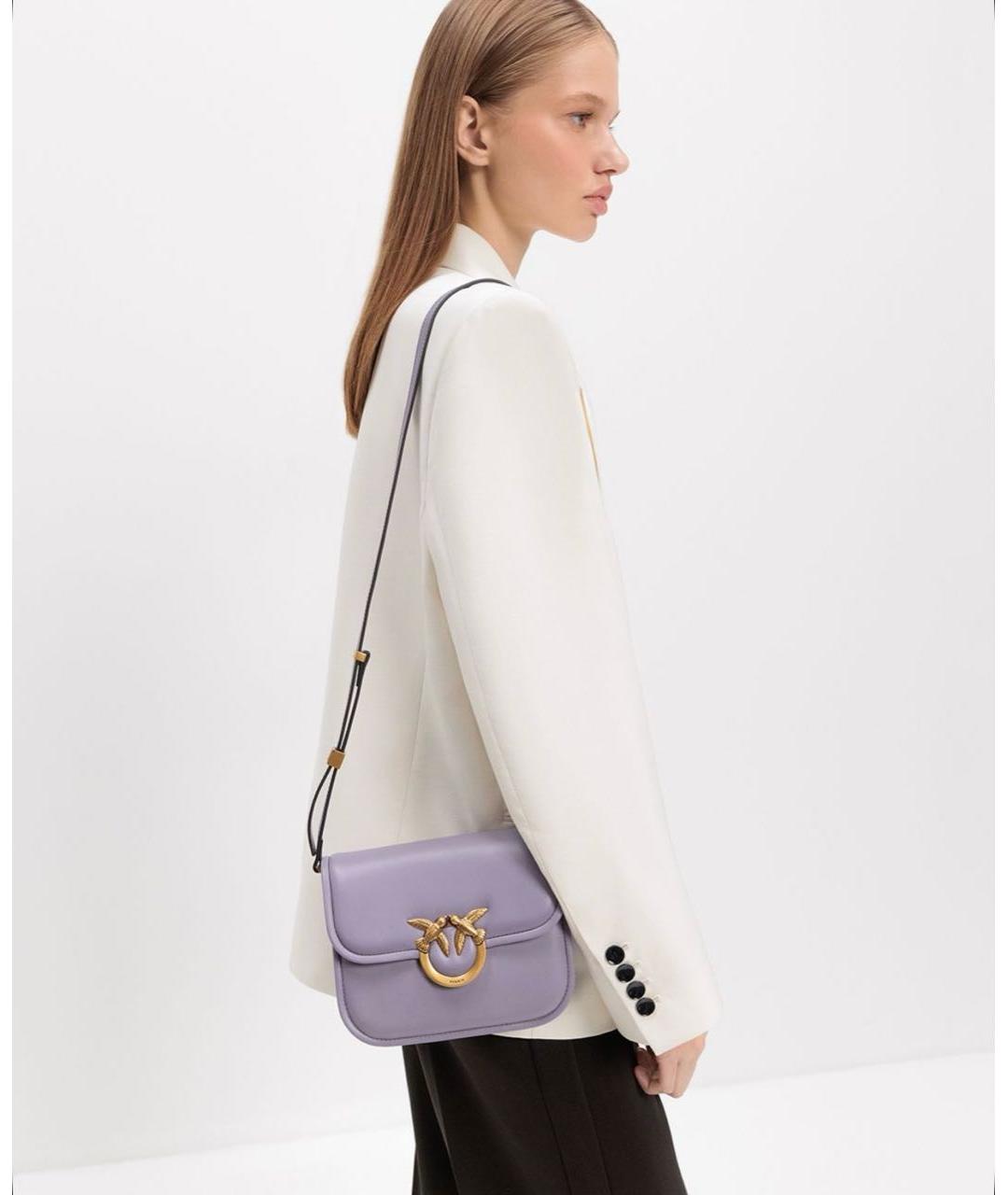 PINKO Фиолетовая кожаная сумка через плечо, фото 5
