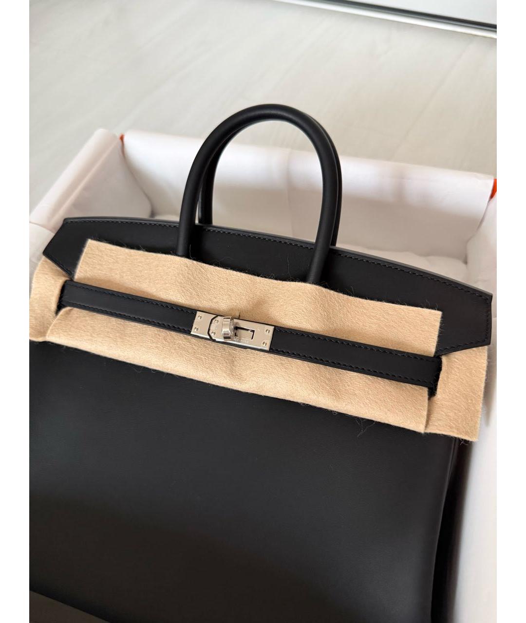 HERMES Черная кожаная сумка с короткими ручками, фото 3