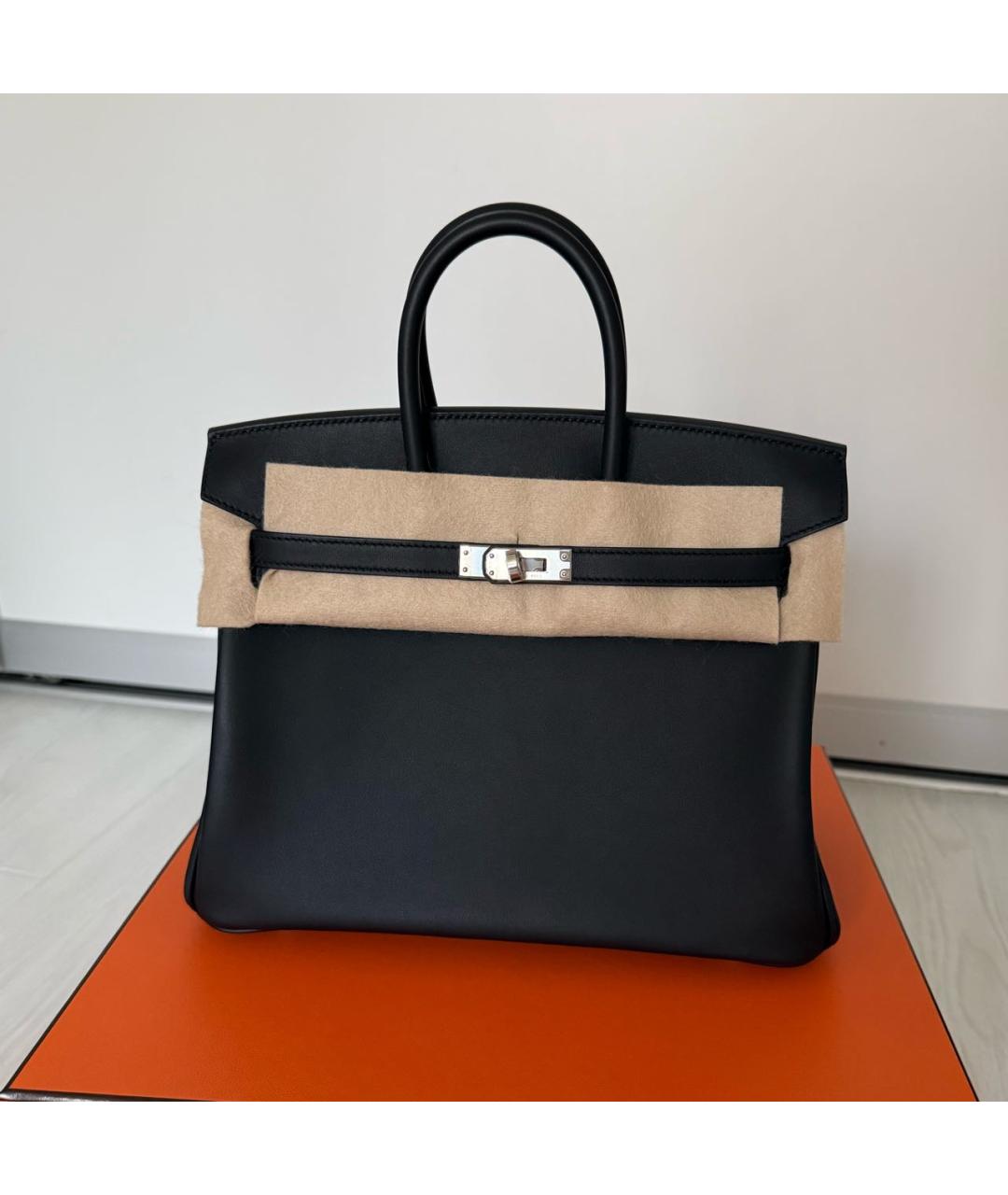 HERMES Черная кожаная сумка с короткими ручками, фото 4