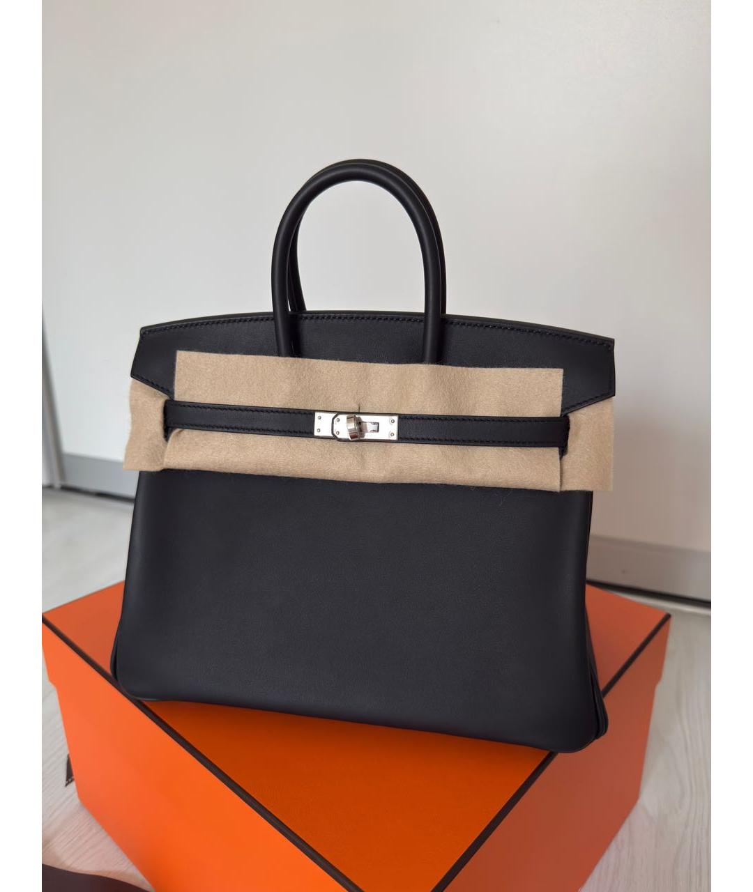 HERMES Черная кожаная сумка с короткими ручками, фото 2