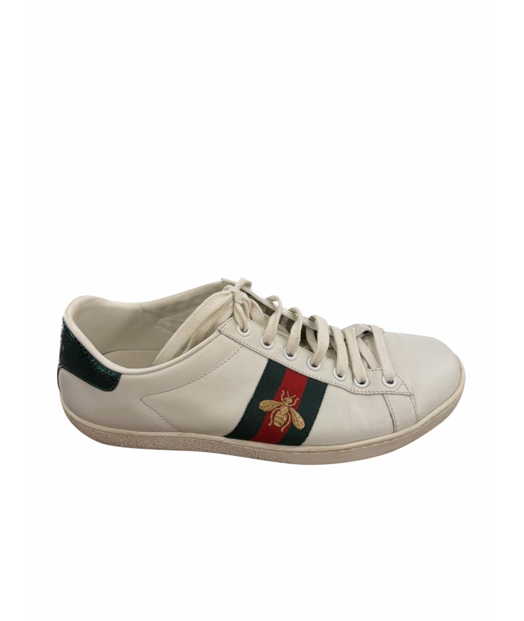 GUCCI Белые кожаные кеды, фото 1