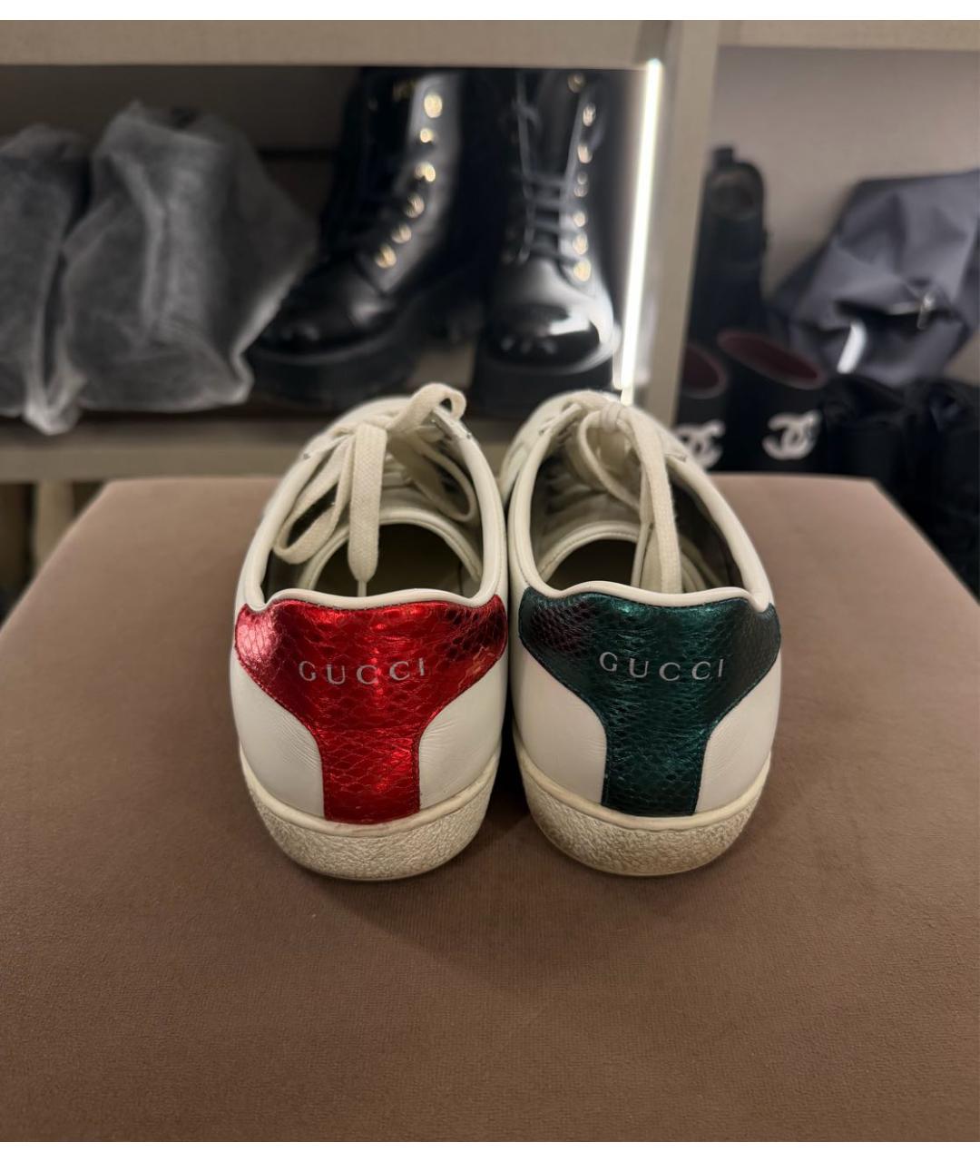 GUCCI Белые кожаные кеды, фото 4