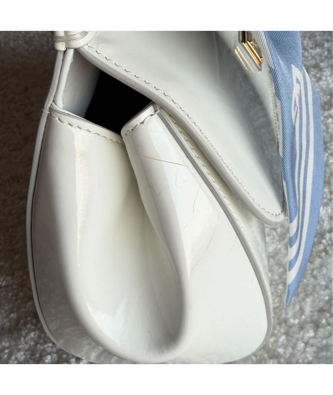 DOLCE&GABBANA Белая сумка тоут из лакированной кожи, фото 7