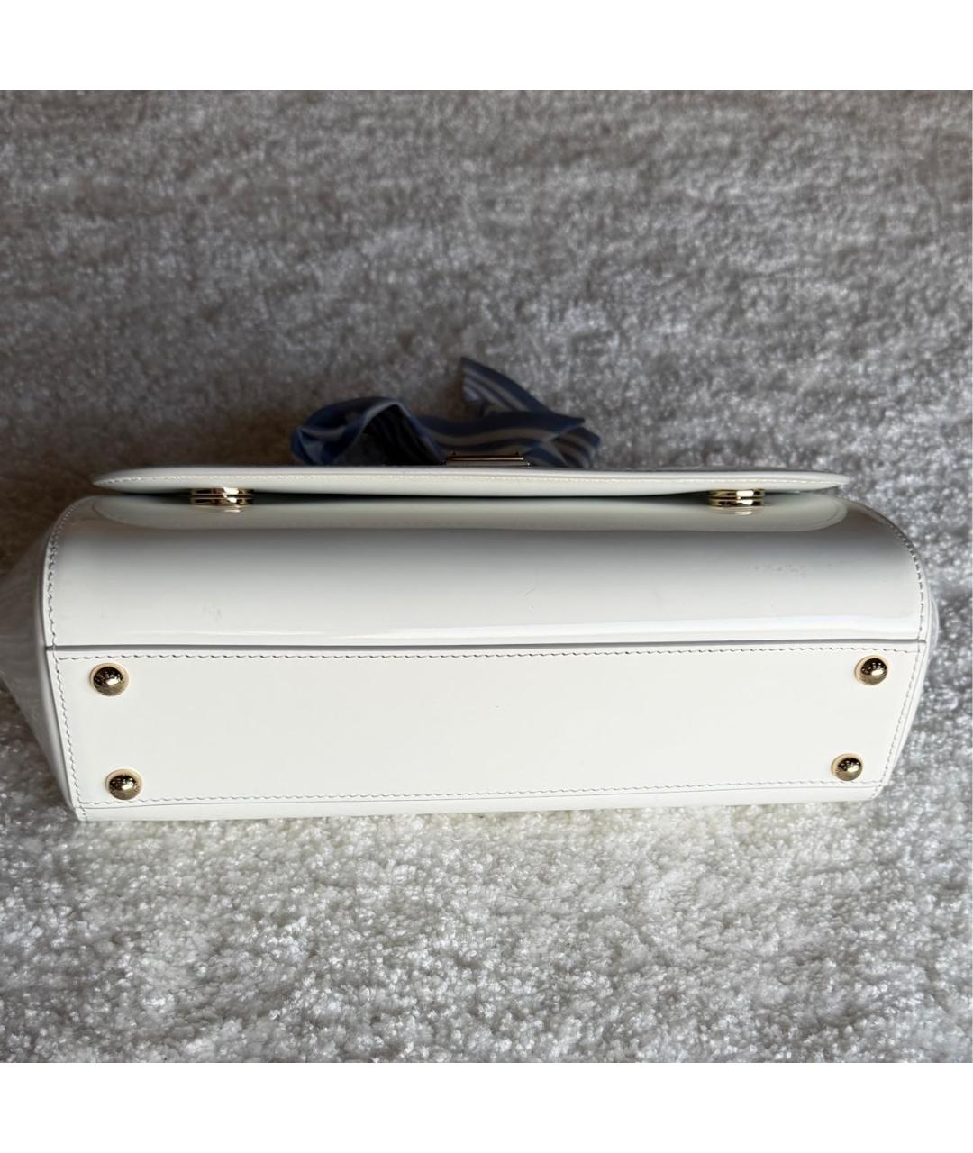 DOLCE&GABBANA Белая сумка тоут из лакированной кожи, фото 8