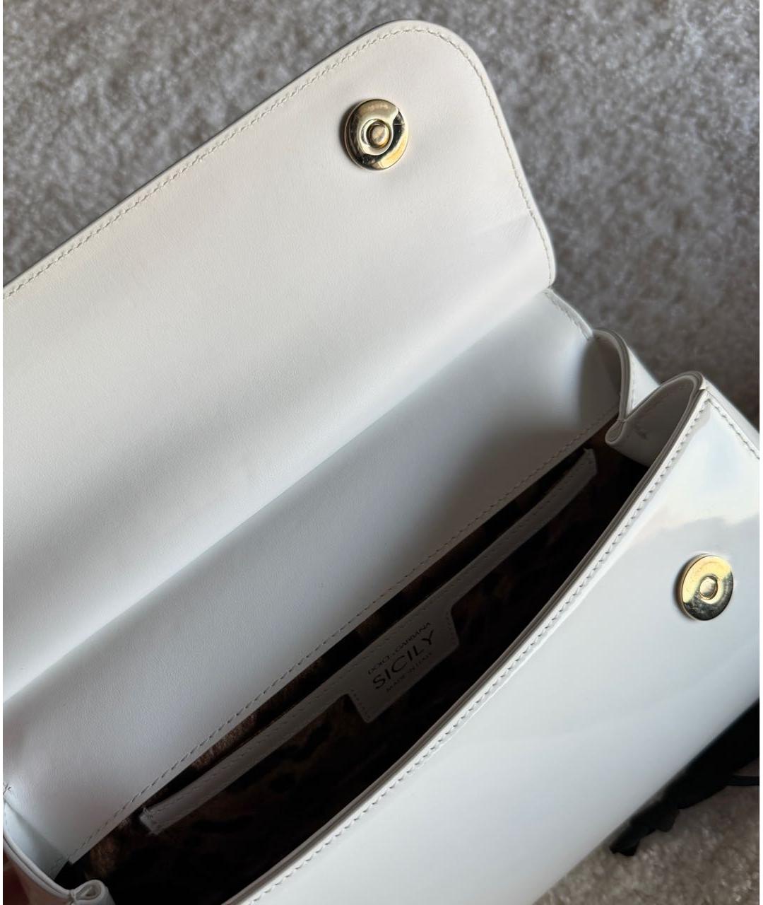 DOLCE&GABBANA Белая сумка тоут из лакированной кожи, фото 4