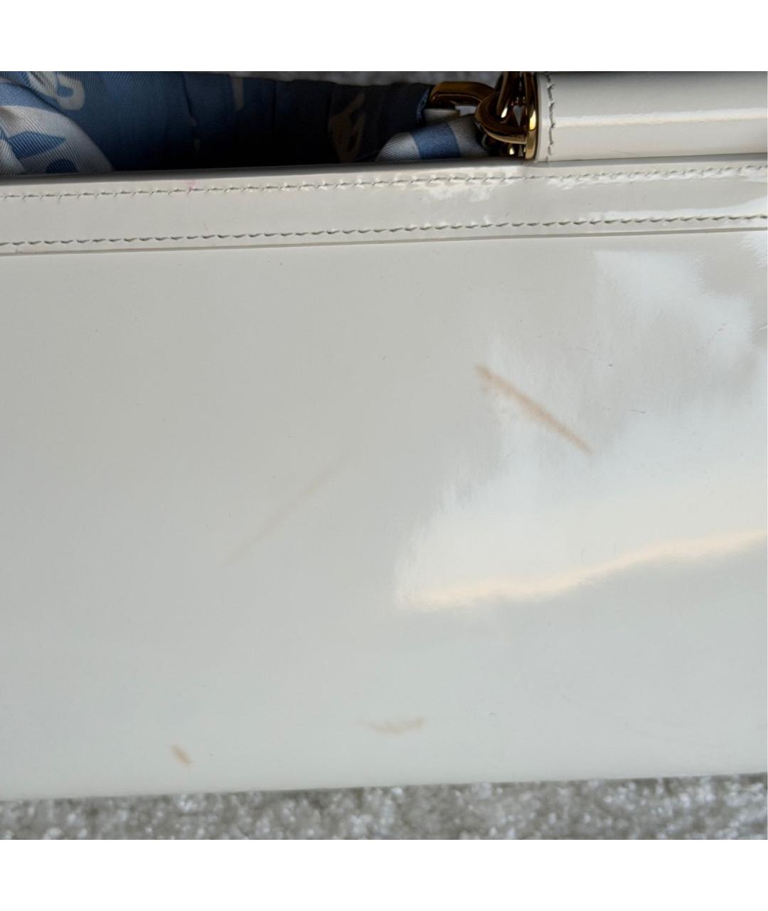 DOLCE&GABBANA Белая сумка тоут из лакированной кожи, фото 5