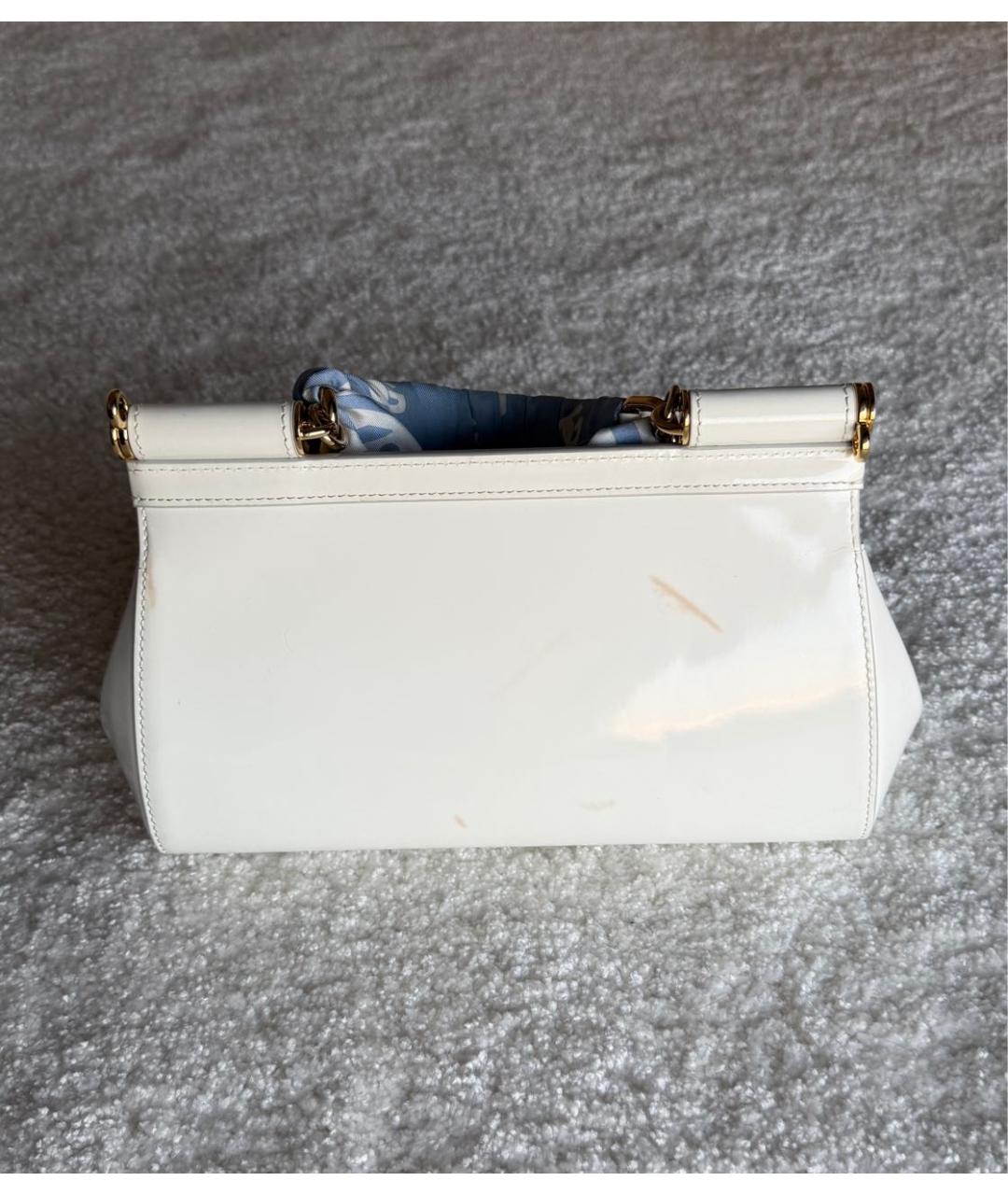 DOLCE&GABBANA Белая сумка тоут из лакированной кожи, фото 3