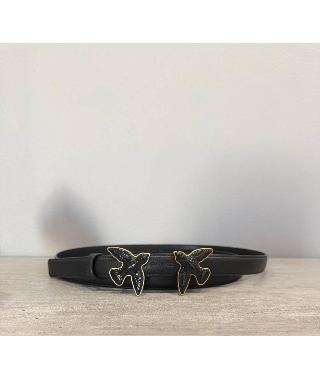 PINKO Черный кожаный ремень, фото 5