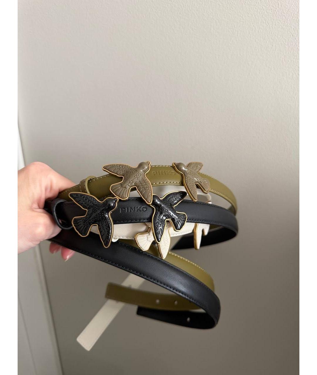 PINKO Черный кожаный ремень, фото 4