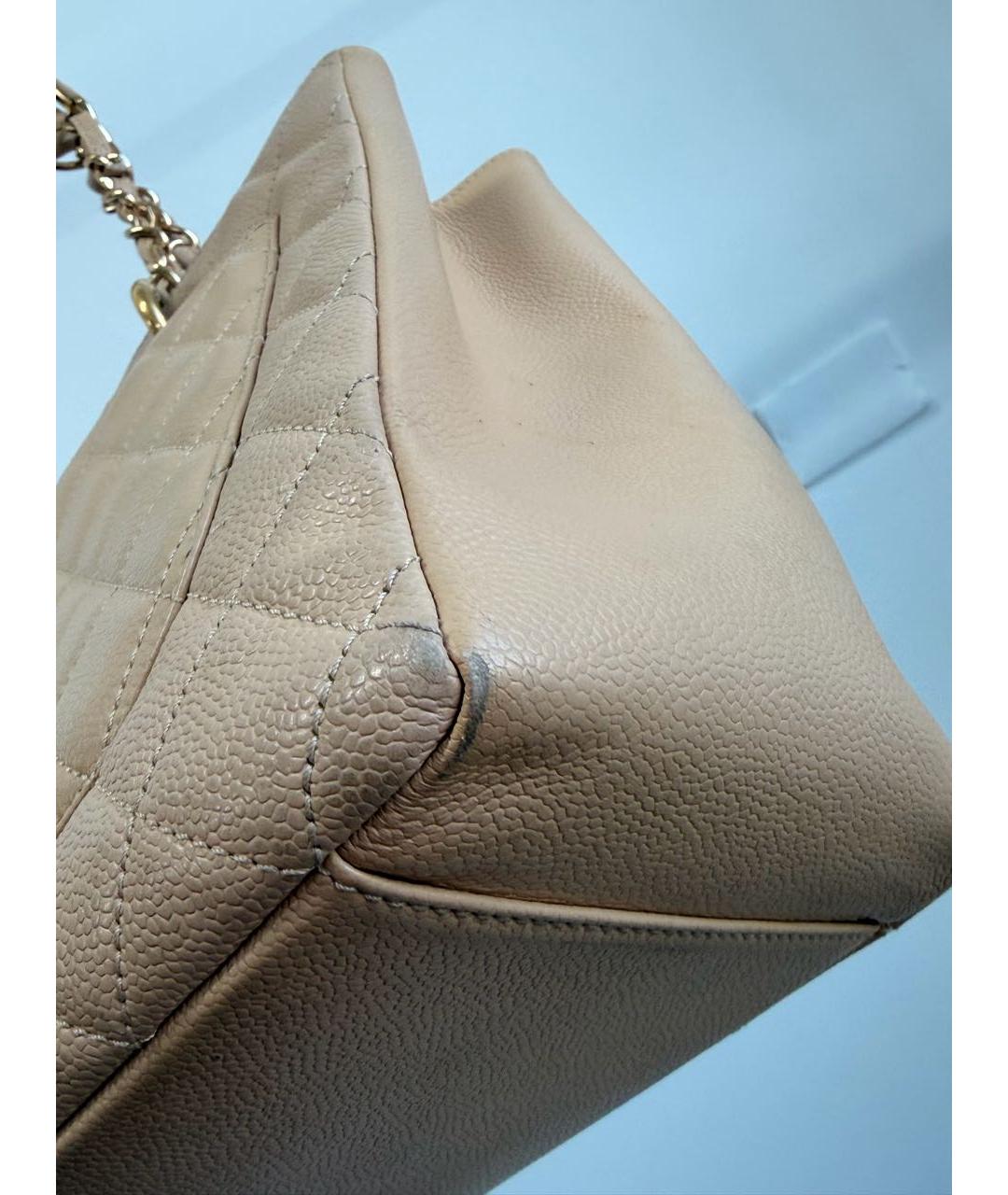 CHANEL Бежевая кожаная сумка тоут, фото 5